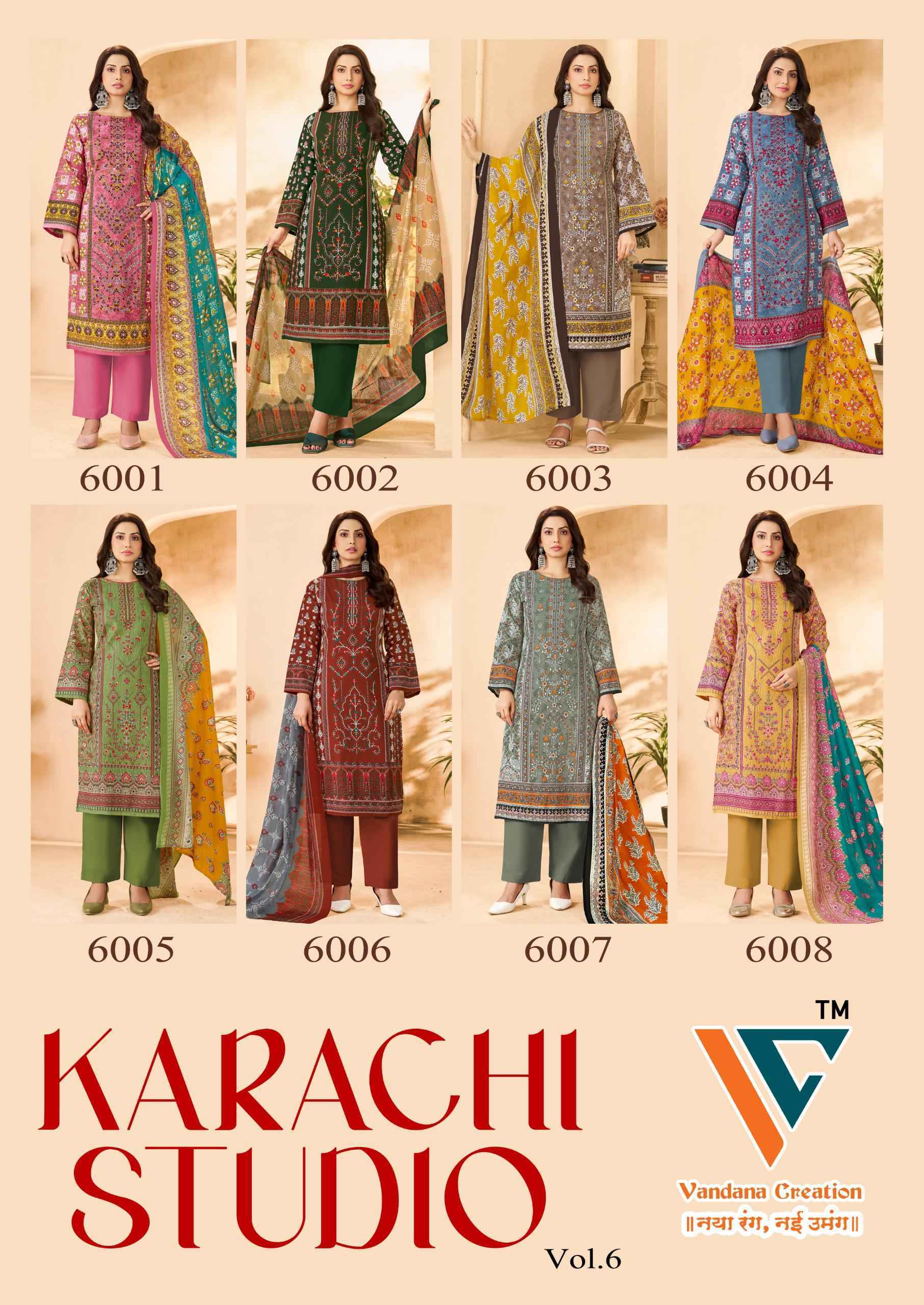 Vandana Creation Karachi Studio Vol-6 Cotton Dress Material (8 pcs Catalogue)