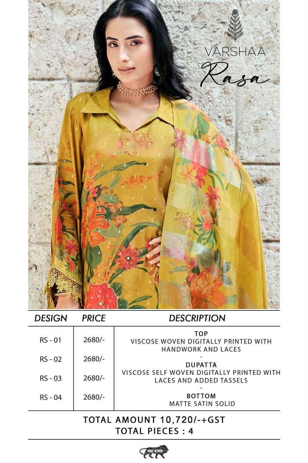Varshaa Rasa Viscose Dress Material (4 pcs Catalogue)