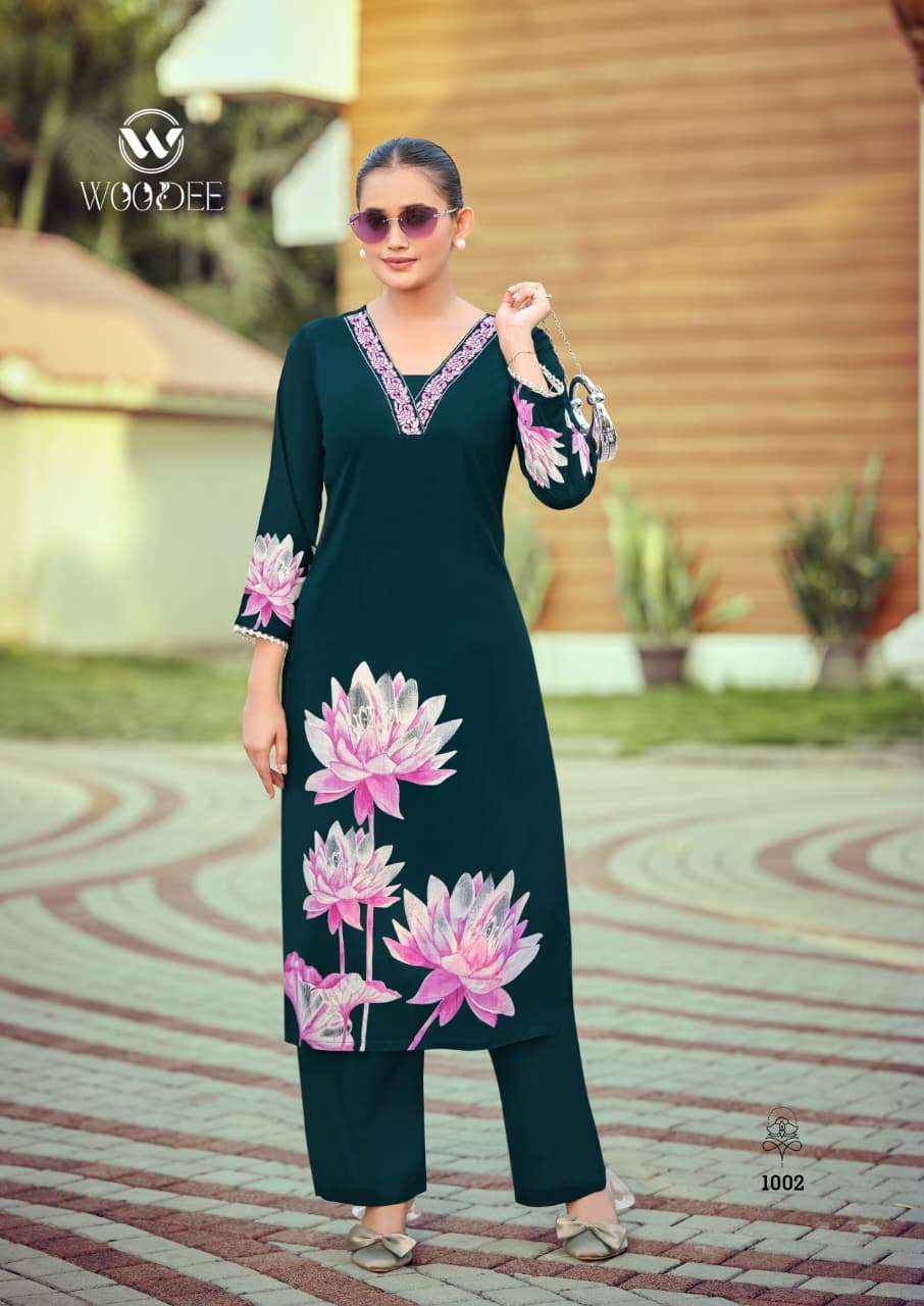Woodee Harmeen Rayon Kurti With Bottom (6 pcs Catalogue)