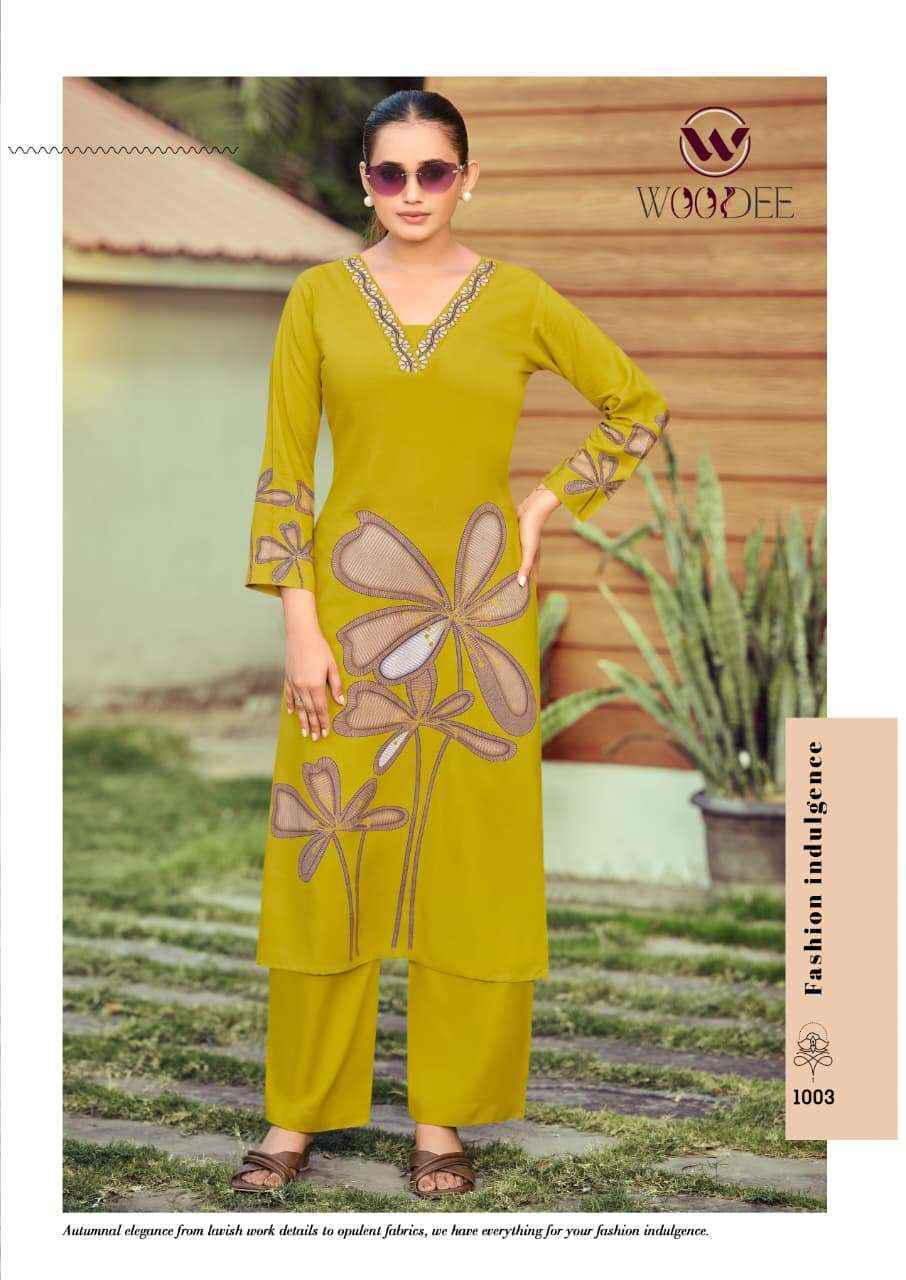 Woodee Harmeen Rayon Kurti With Bottom (6 pcs Catalogue)