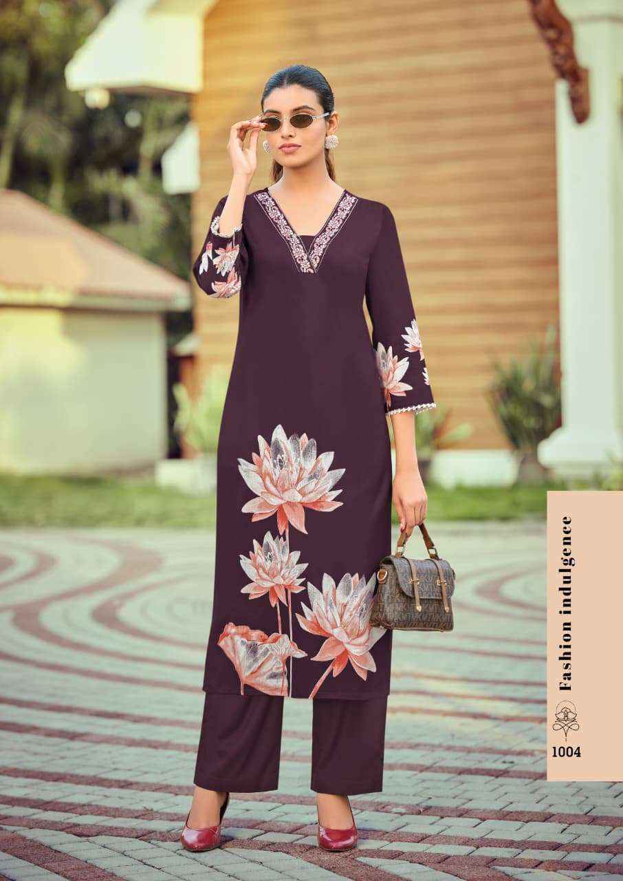 Woodee Harmeen Rayon Kurti With Bottom (6 pcs Catalogue)