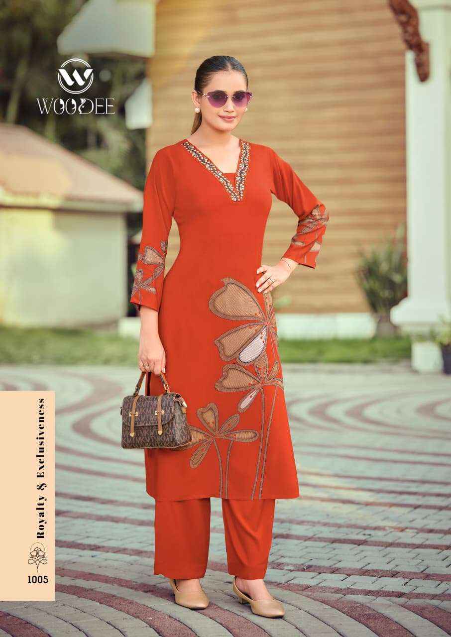 Woodee Harmeen Rayon Kurti With Bottom (6 pcs Catalogue)