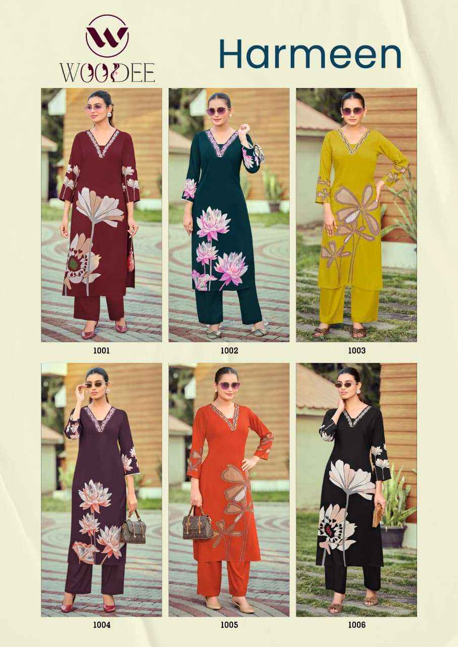 Woodee Harmeen Rayon Kurti With Bottom (6 pcs Catalogue)