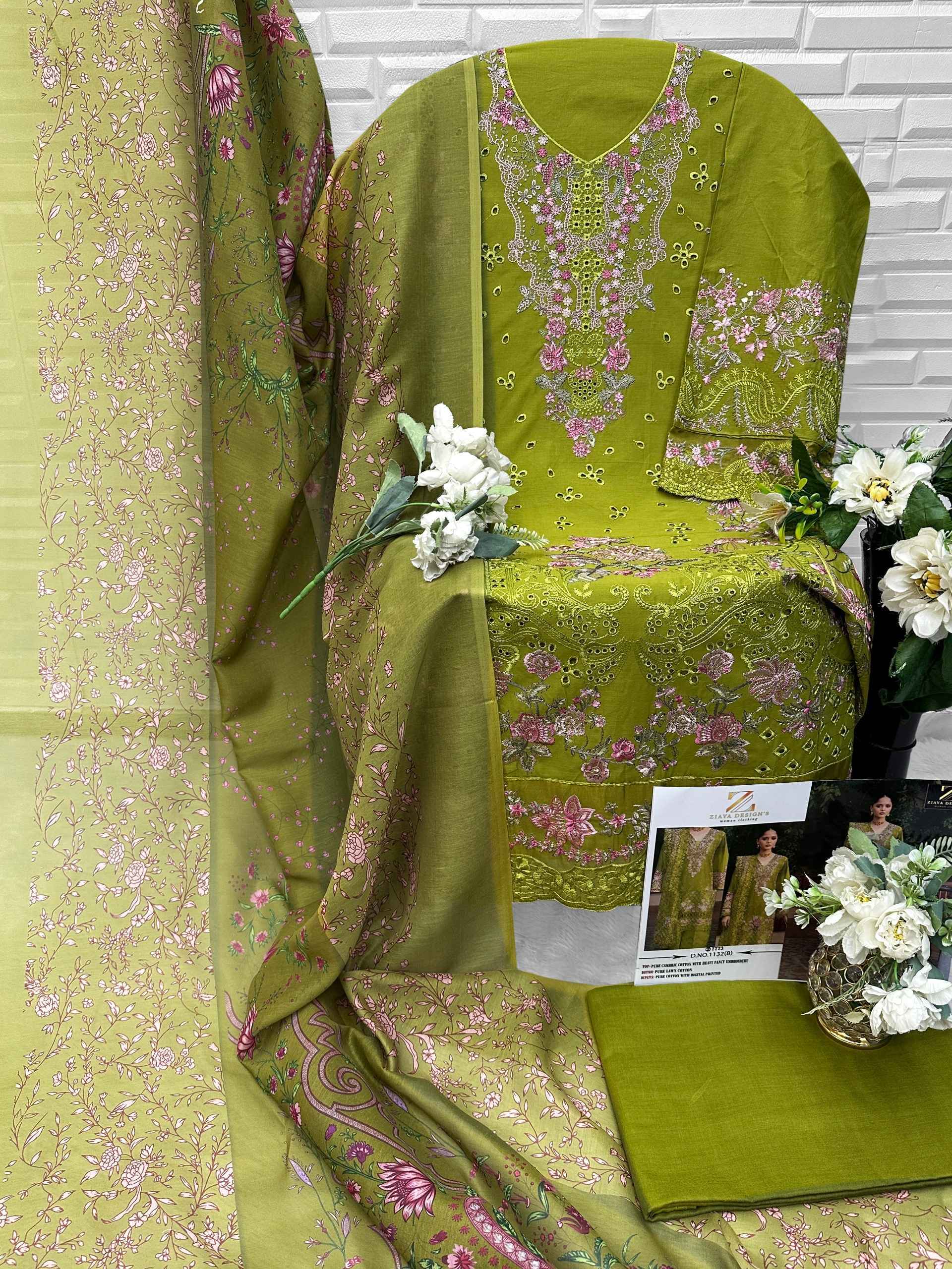 Ziaya Design D No-1132 Cambric Cotton Dress Material (4 Pc Catalouge)