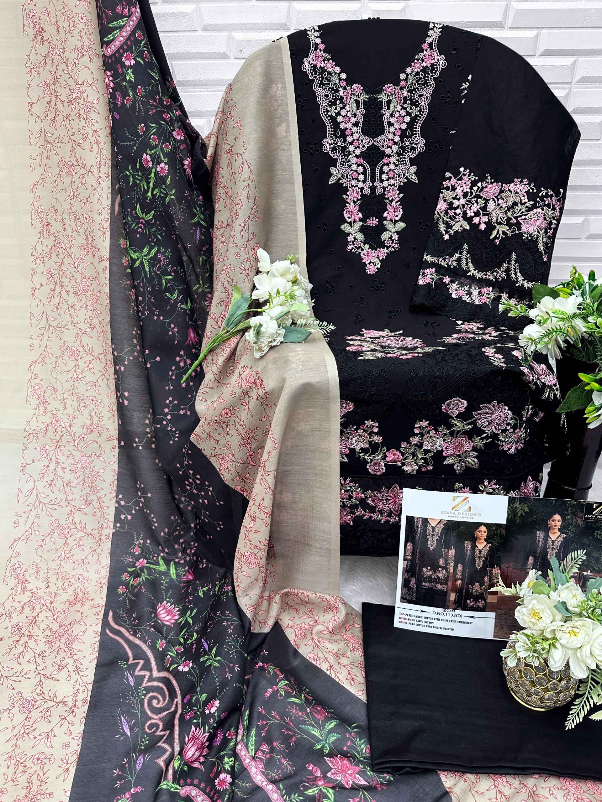 Ziaya Design D No-1132 Cambric Cotton Dress Material (4 Pc Catalouge)