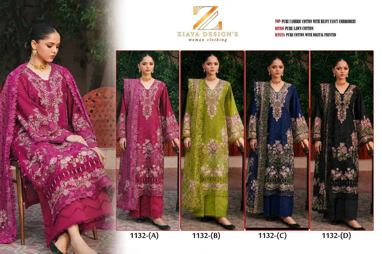 Ziaya Design D No-1132 Cambric Cotton Dress Material (4 Pc Catalouge)