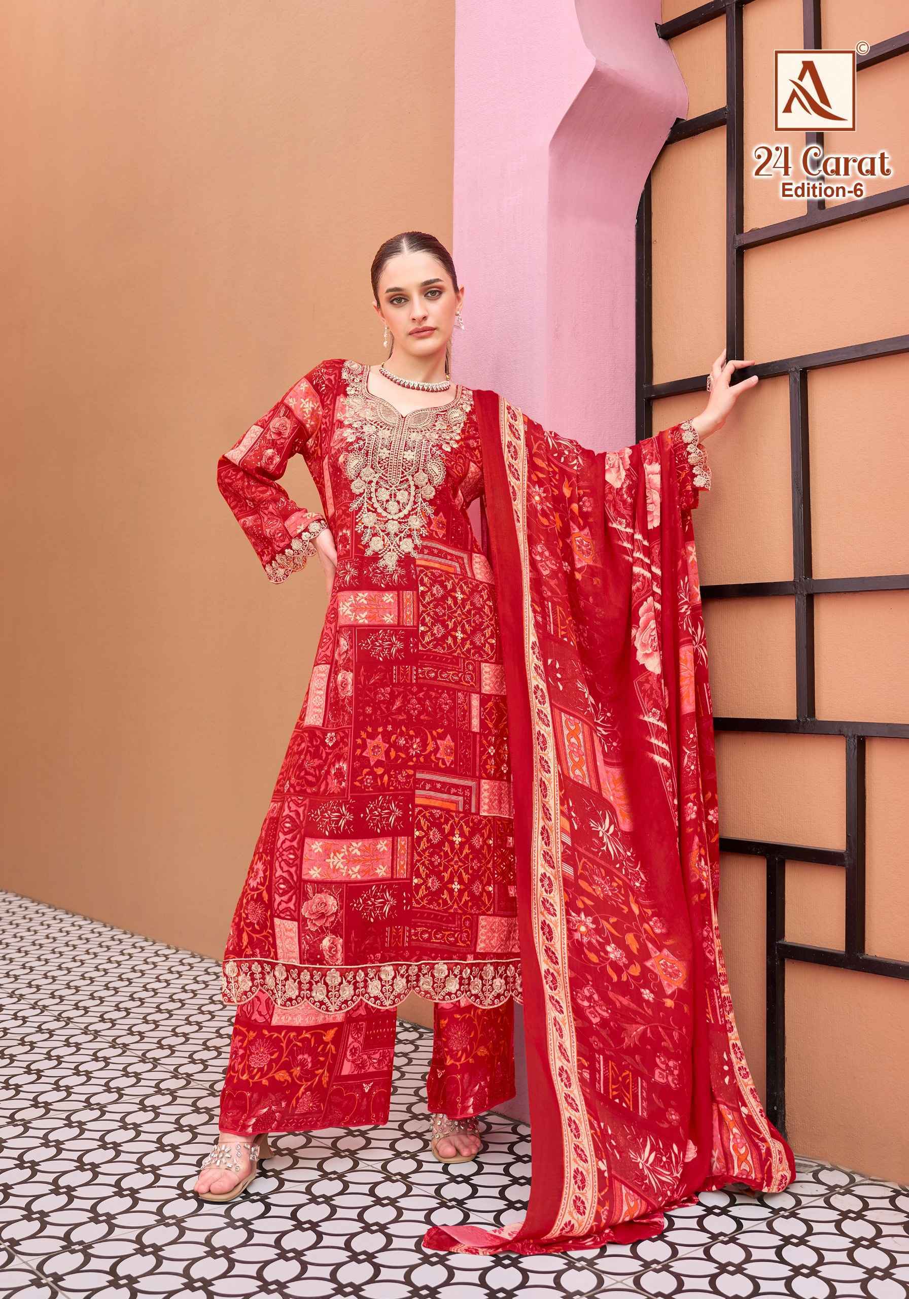 Alok 24 Karat Edition-6 Viscose Reyon Dress Material (6 pcs Catalogue)