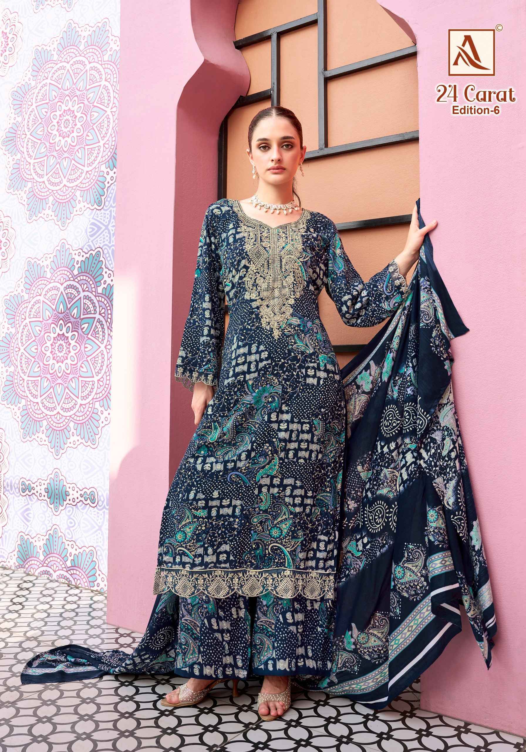 Alok 24 Karat Edition-6 Viscose Reyon Dress Material (6 pcs Catalogue)