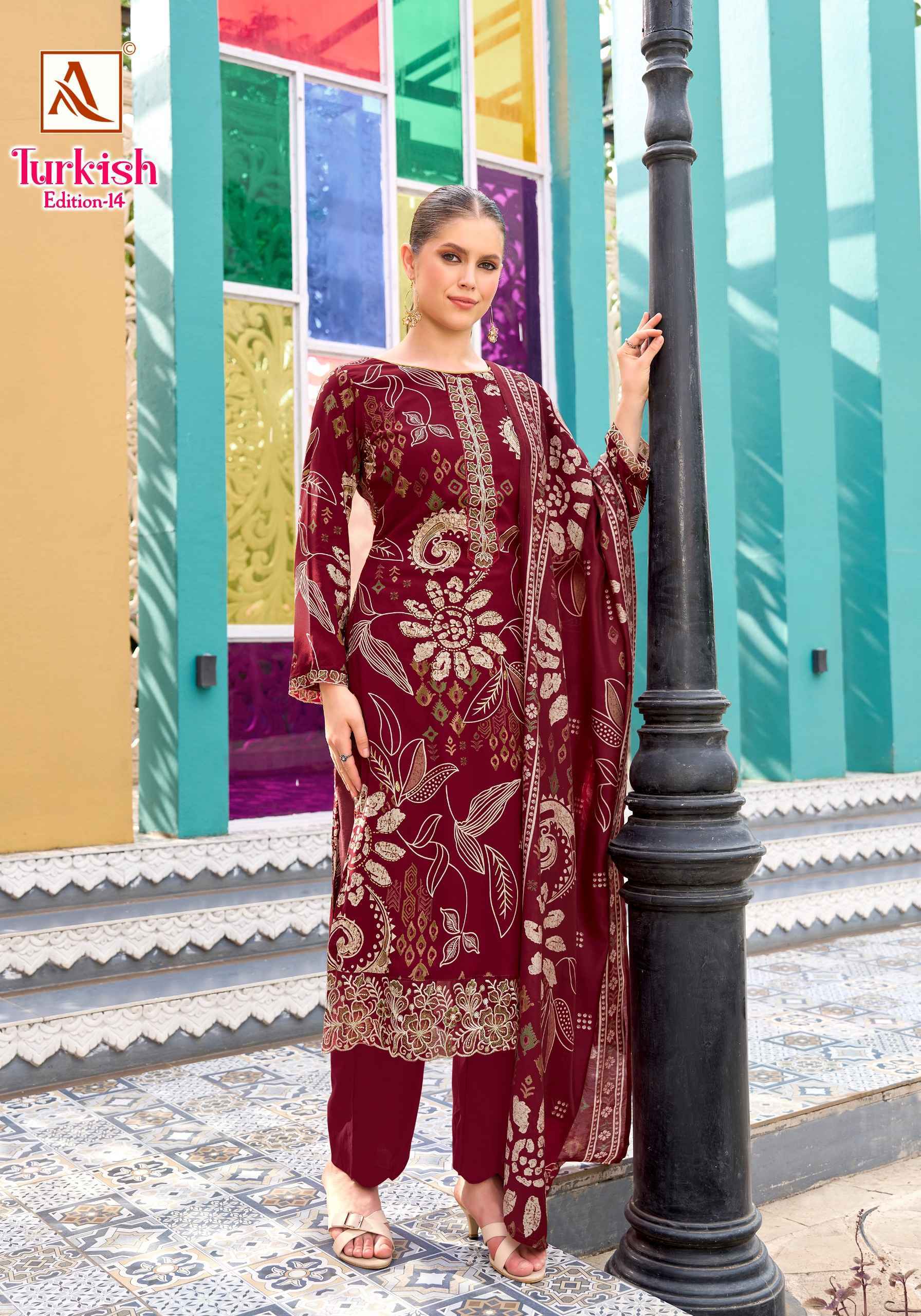 Alok Turkish Edition-14 Viscose Reyon Dress Material (6 pcs Catalogue)