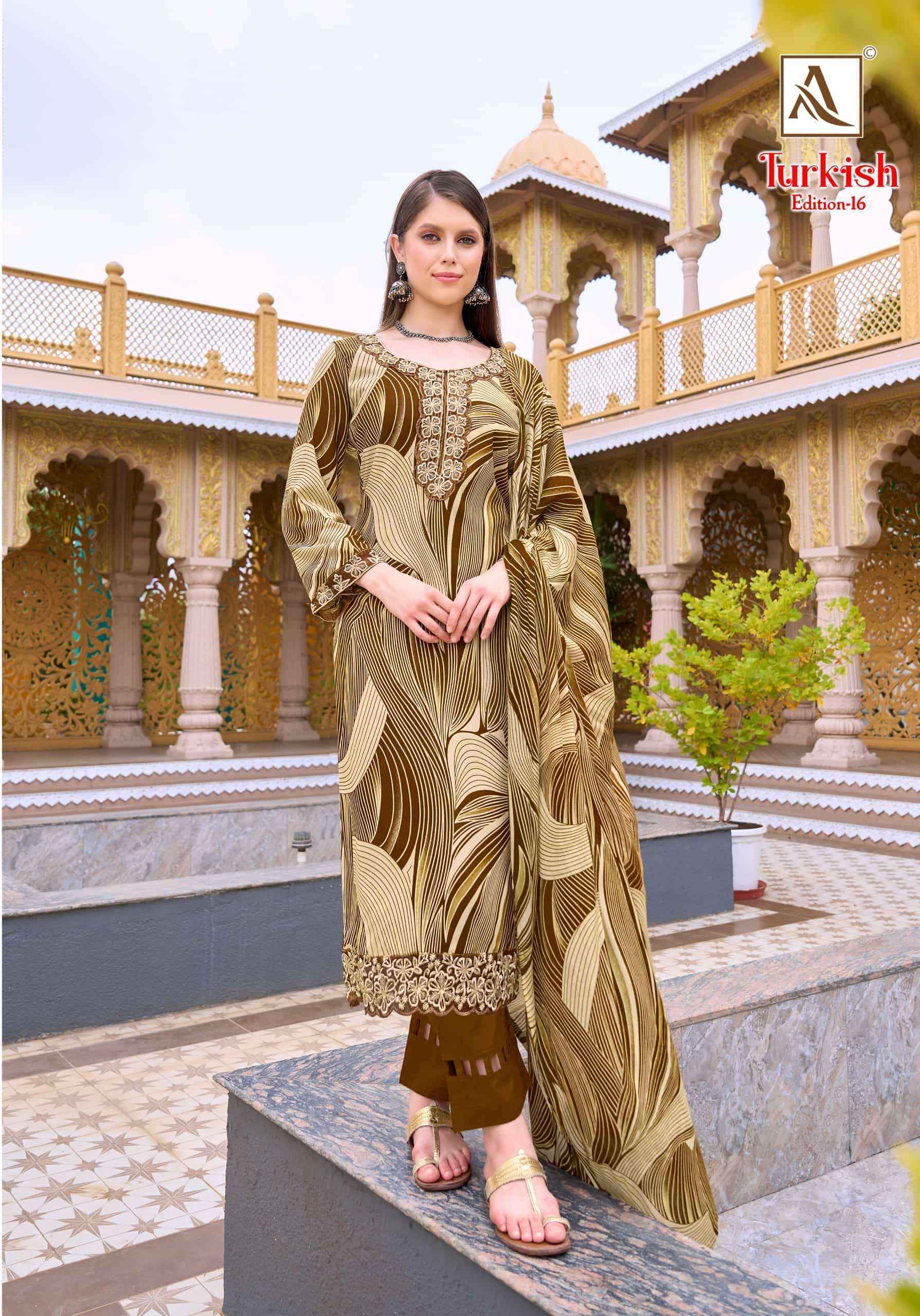 Alok Turkish Edition 16 Viscose Reyon Dress Material 6 pcs Catalogue