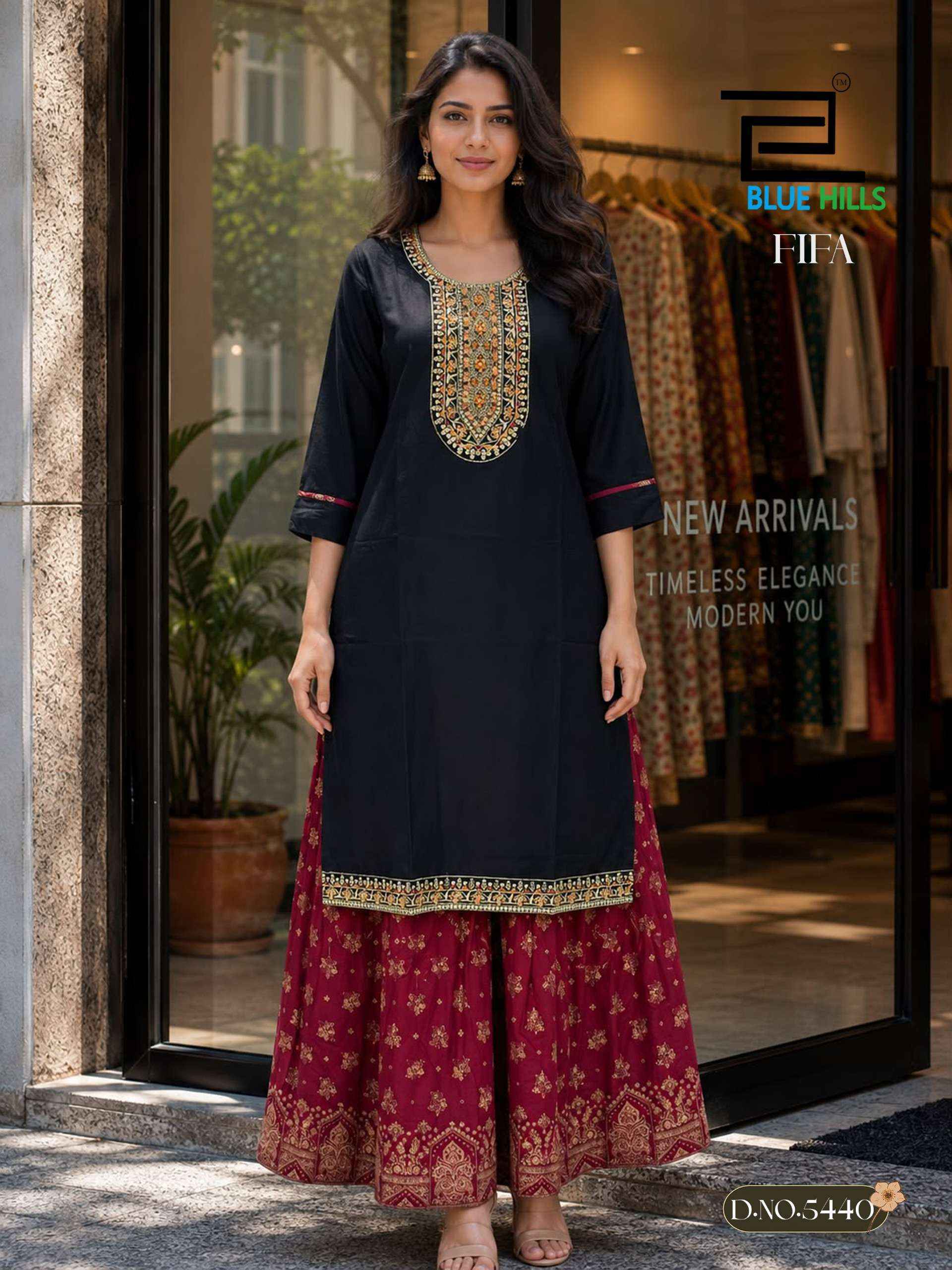 Blue Hills Fifa Rayon Kurti With Skirt (6 pcs Catalogue)