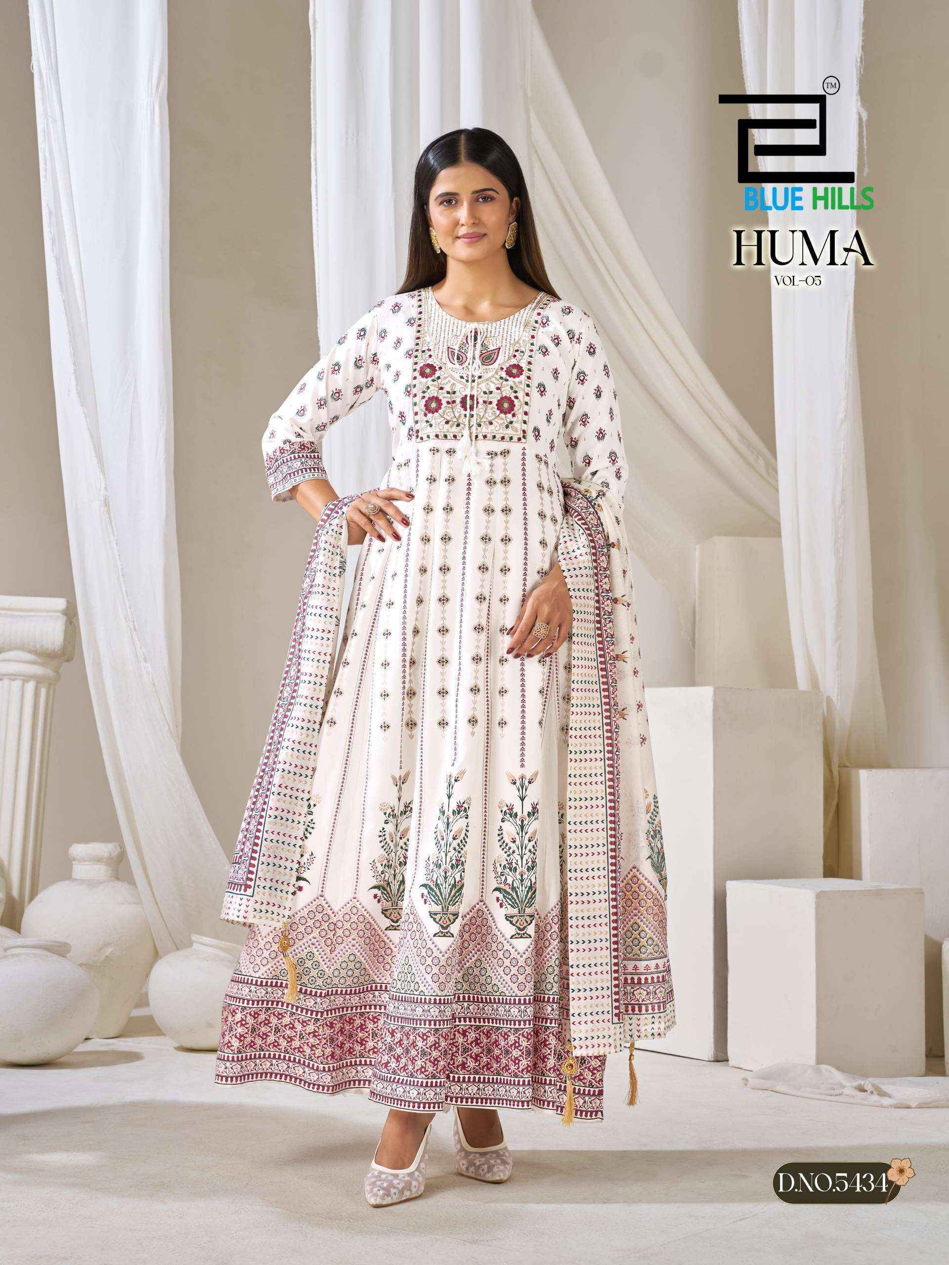 Blue Hills Huma Vol 5 Anarkali Rayon Gown Combo 6 pcs Catalogue