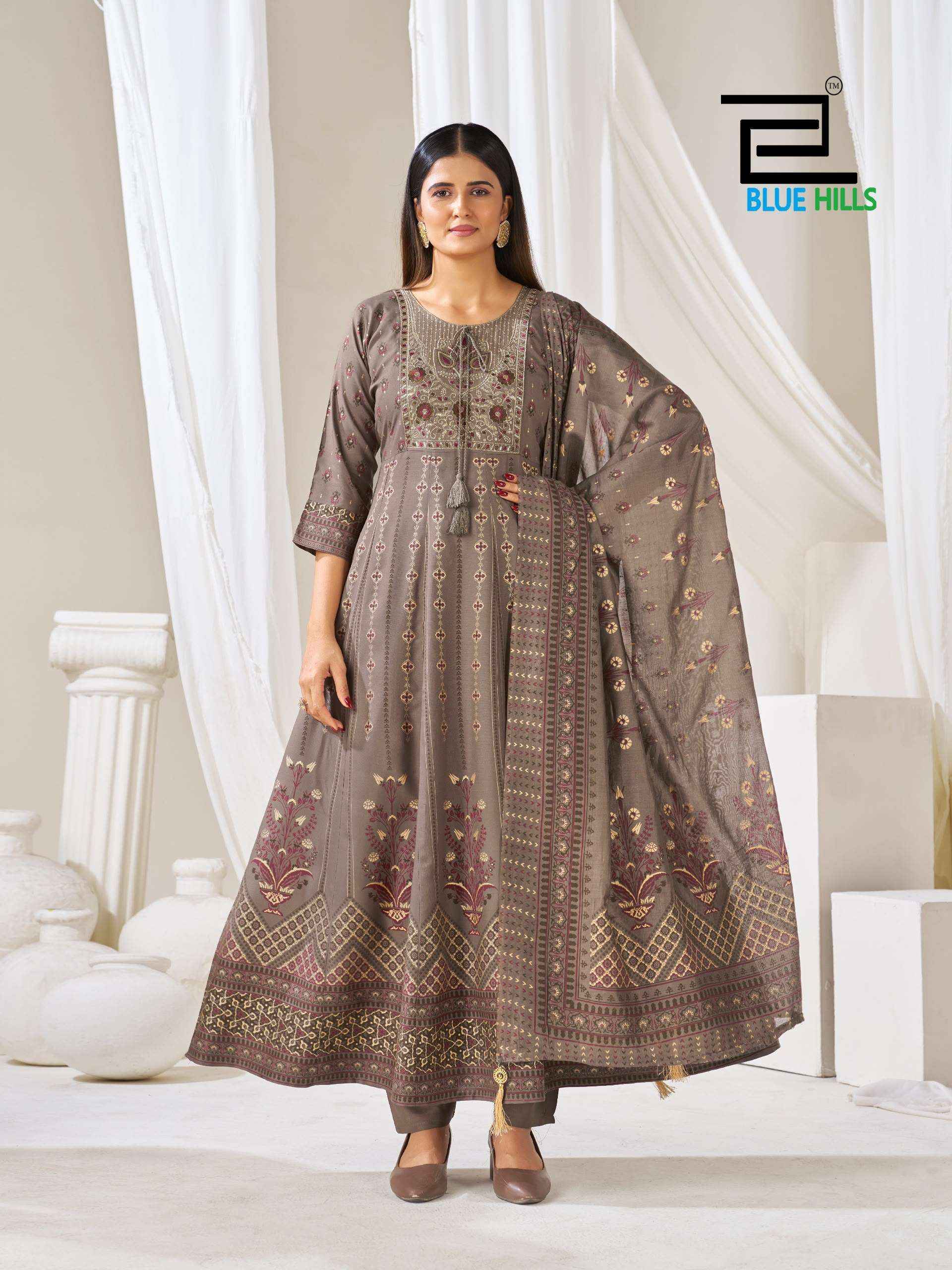 Blue Hills Huma Vol 5 Anarkali Rayon Gown Combo 6 pcs Catalogue