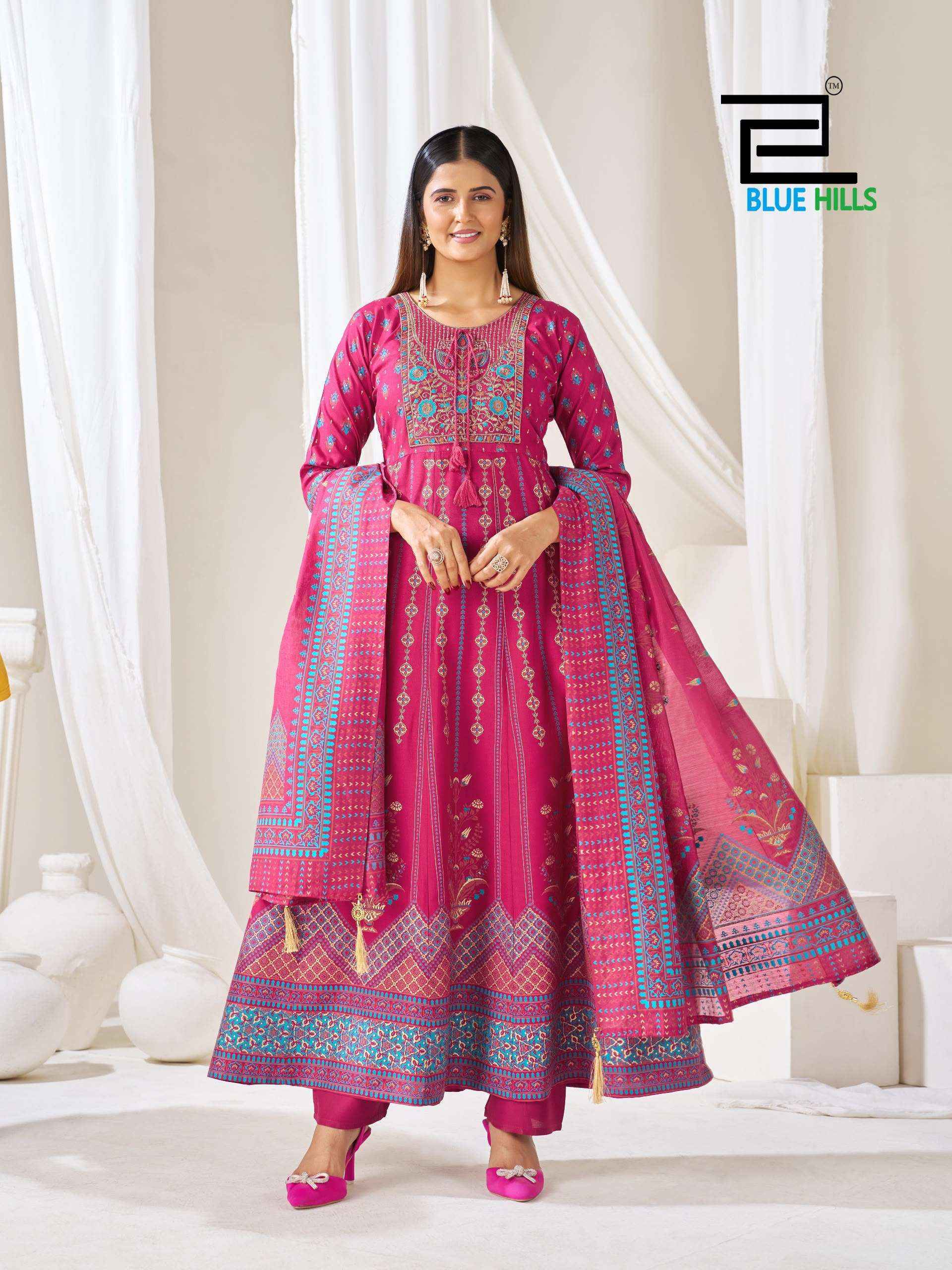 Blue Hills Huma Vol 5 Anarkali Rayon Gown Combo 6 pcs Catalogue