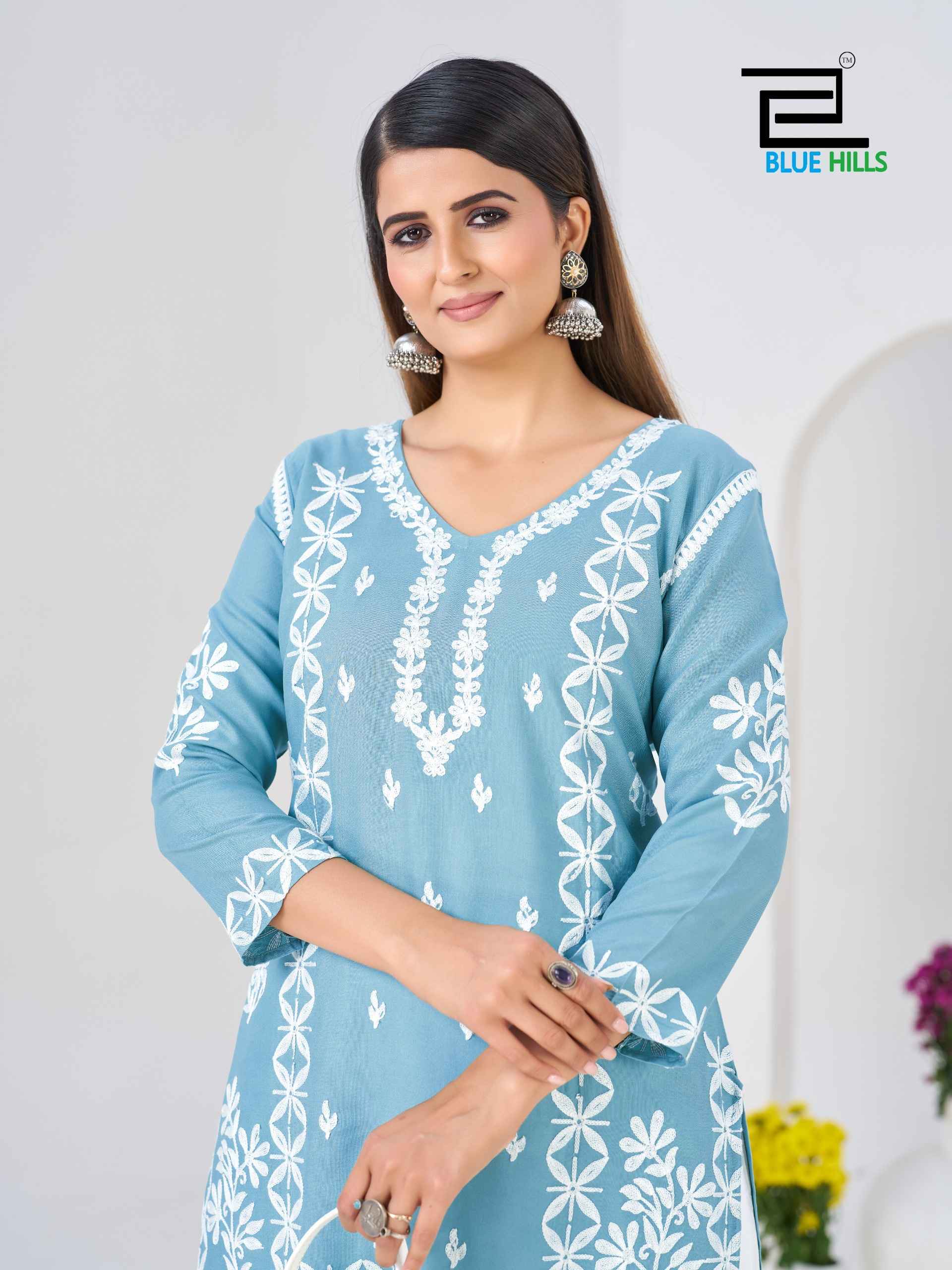 Blue Hills Messi Rayon Kurti With Plazzo (6 pcs Catalogue)