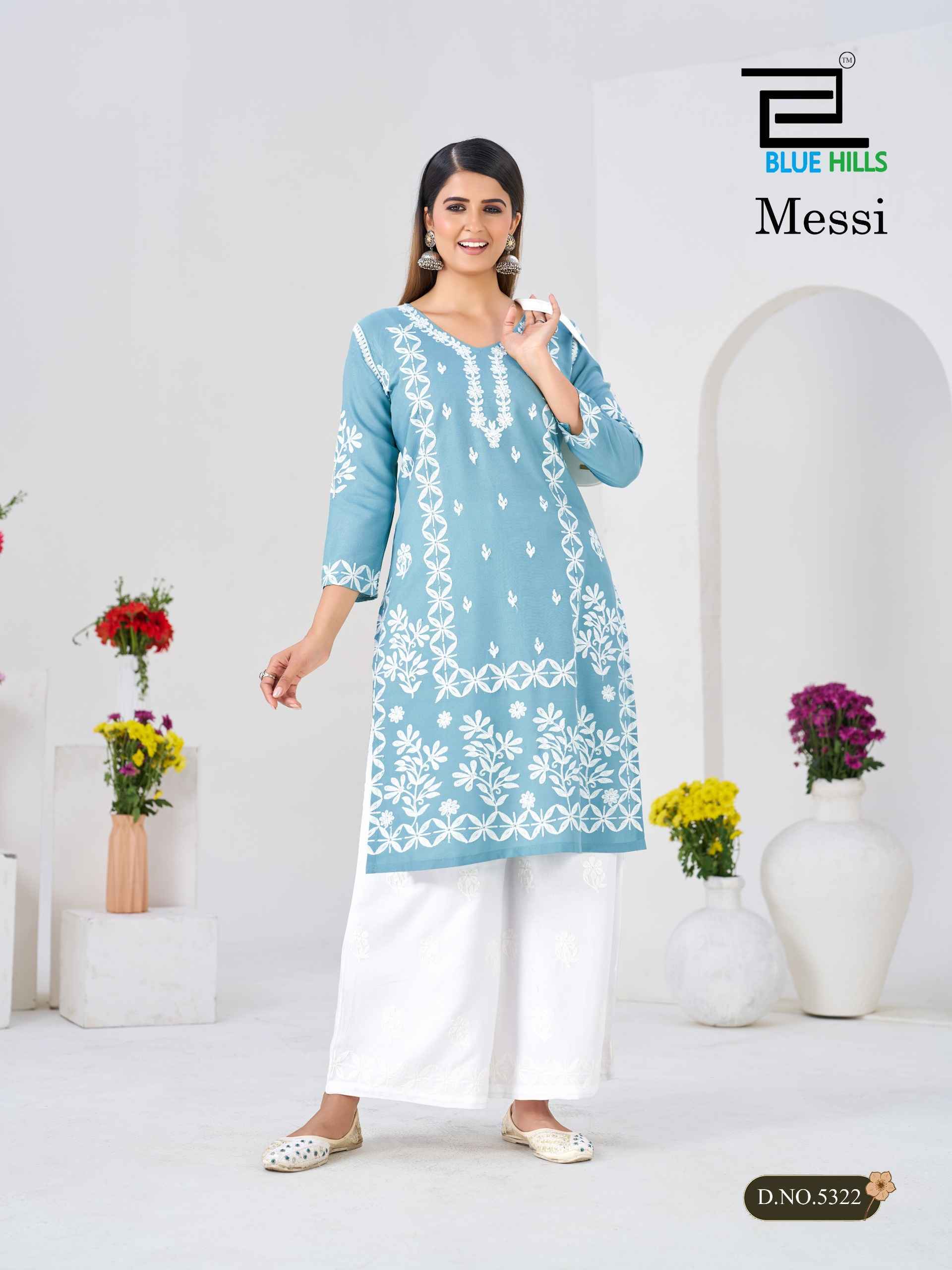 Blue Hills Messi Rayon Kurti With Plazzo (6 pcs Catalogue)