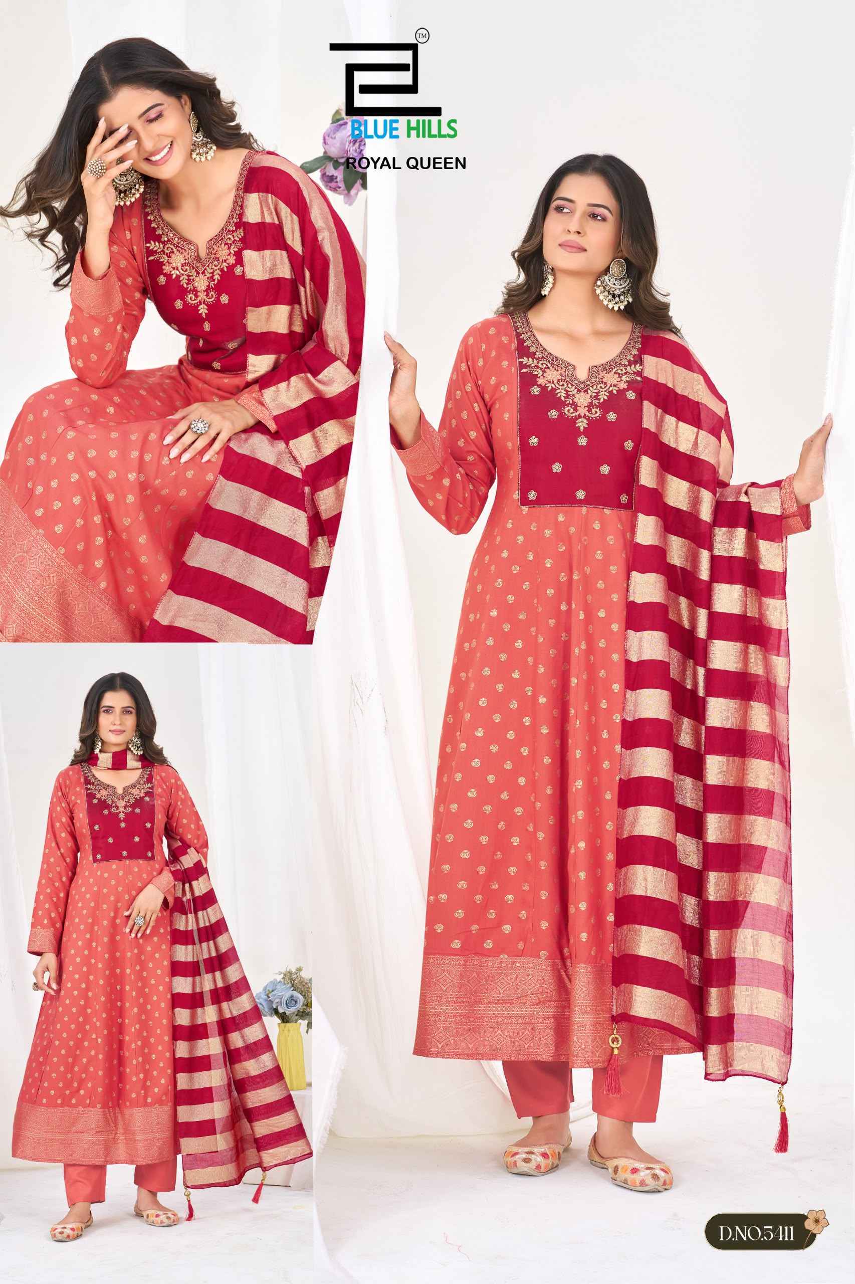 Blue Hills Royal Queen Rayon Readymade Suit (6 pcs Catalogue)