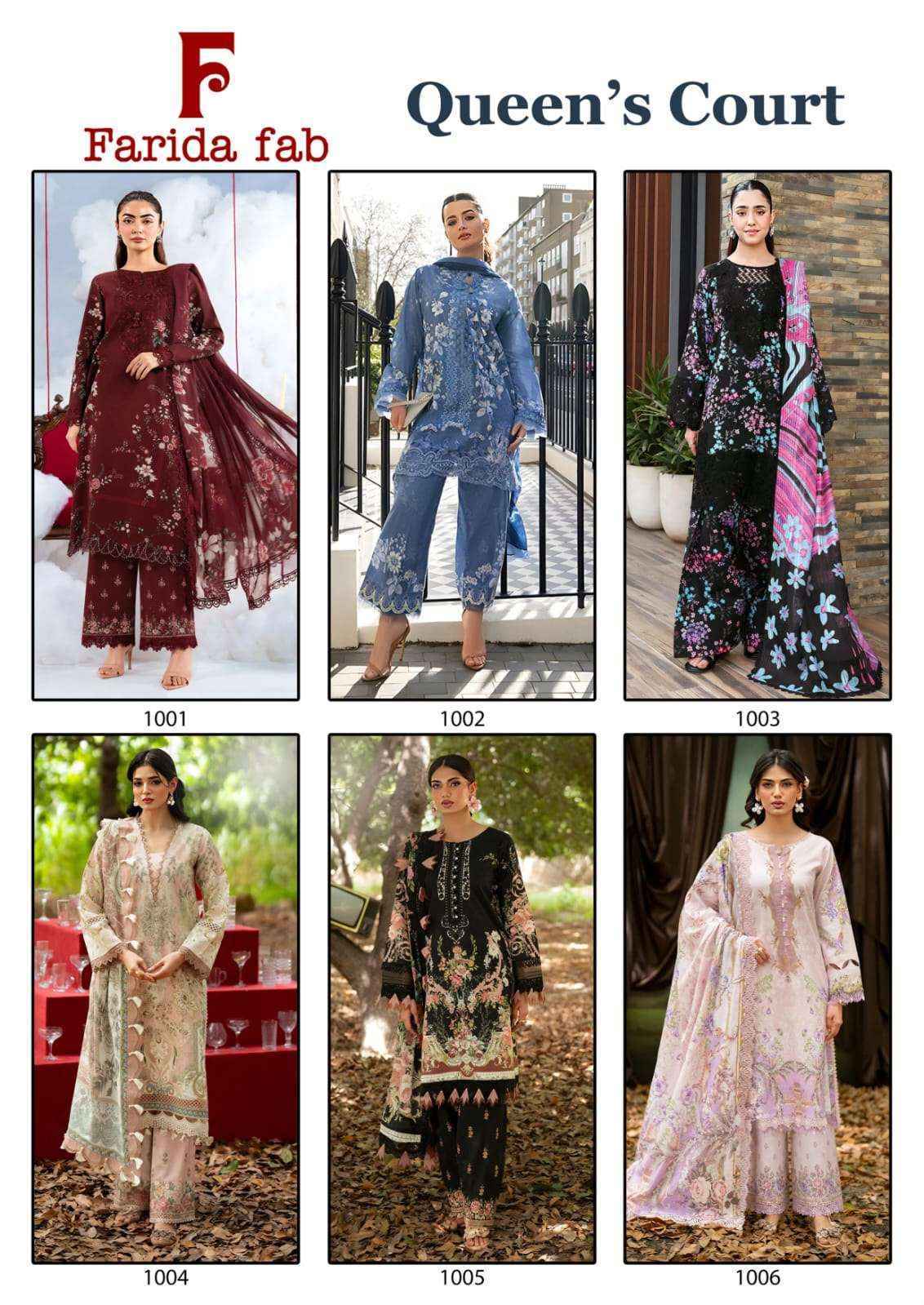Farida Fab Queens Court Cotton Dress Material 6 pcs Catalogue