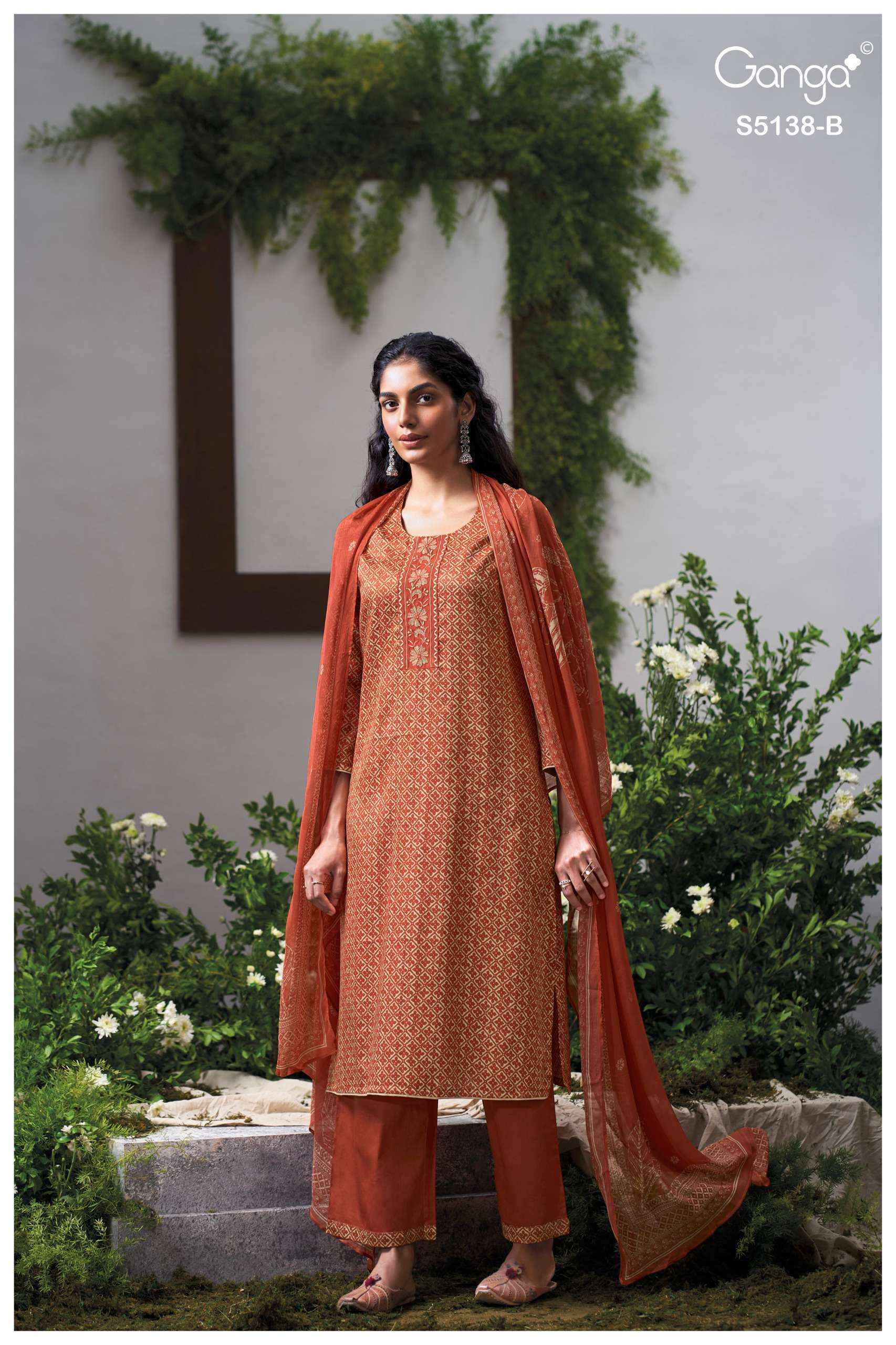 Ganga Elnaaz 5138 Satin Cotton Dress Material 4 pcs Catalogue