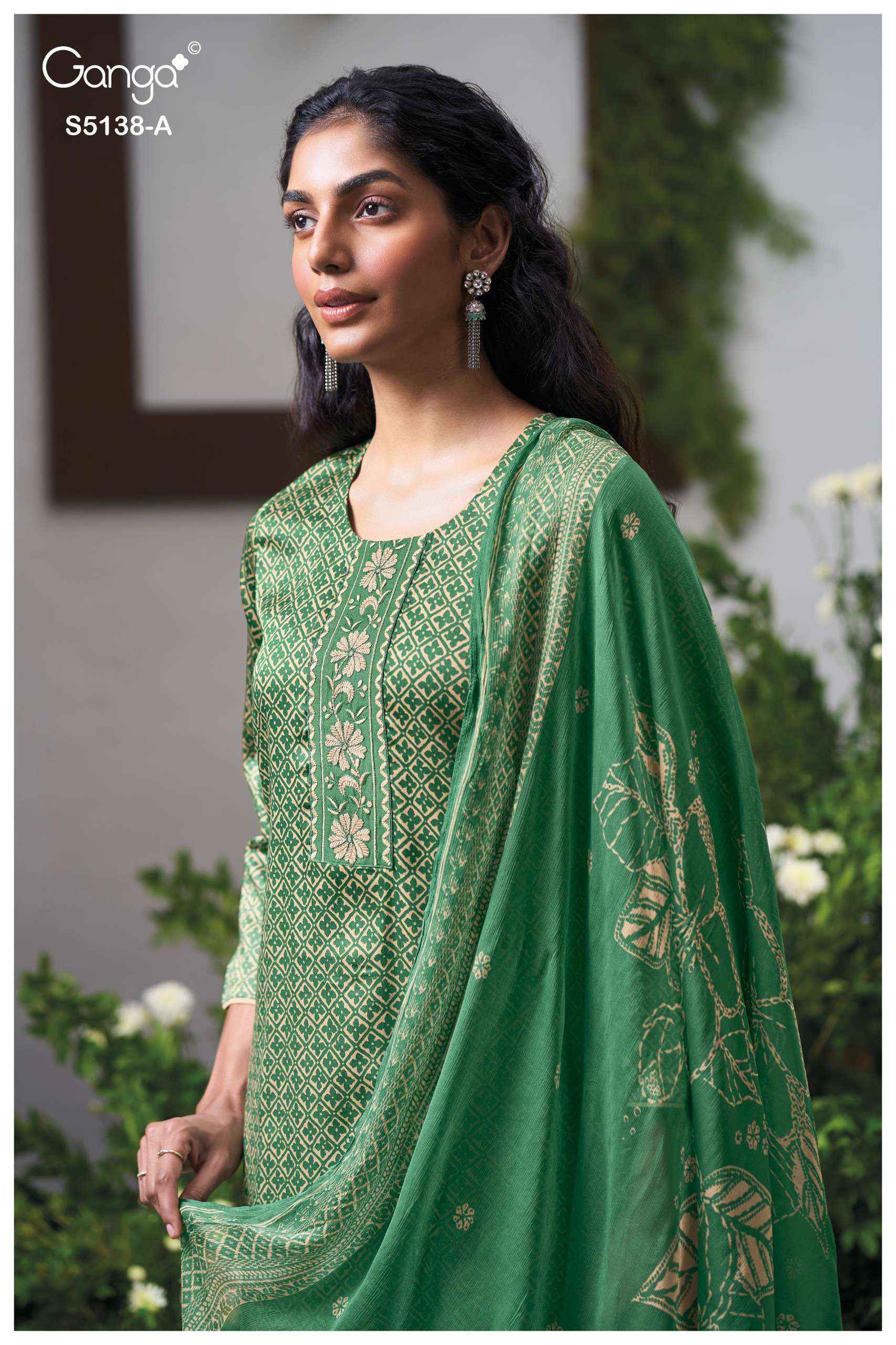 Ganga Elnaaz 5138 Satin Cotton Dress Material 4 pcs Catalogue