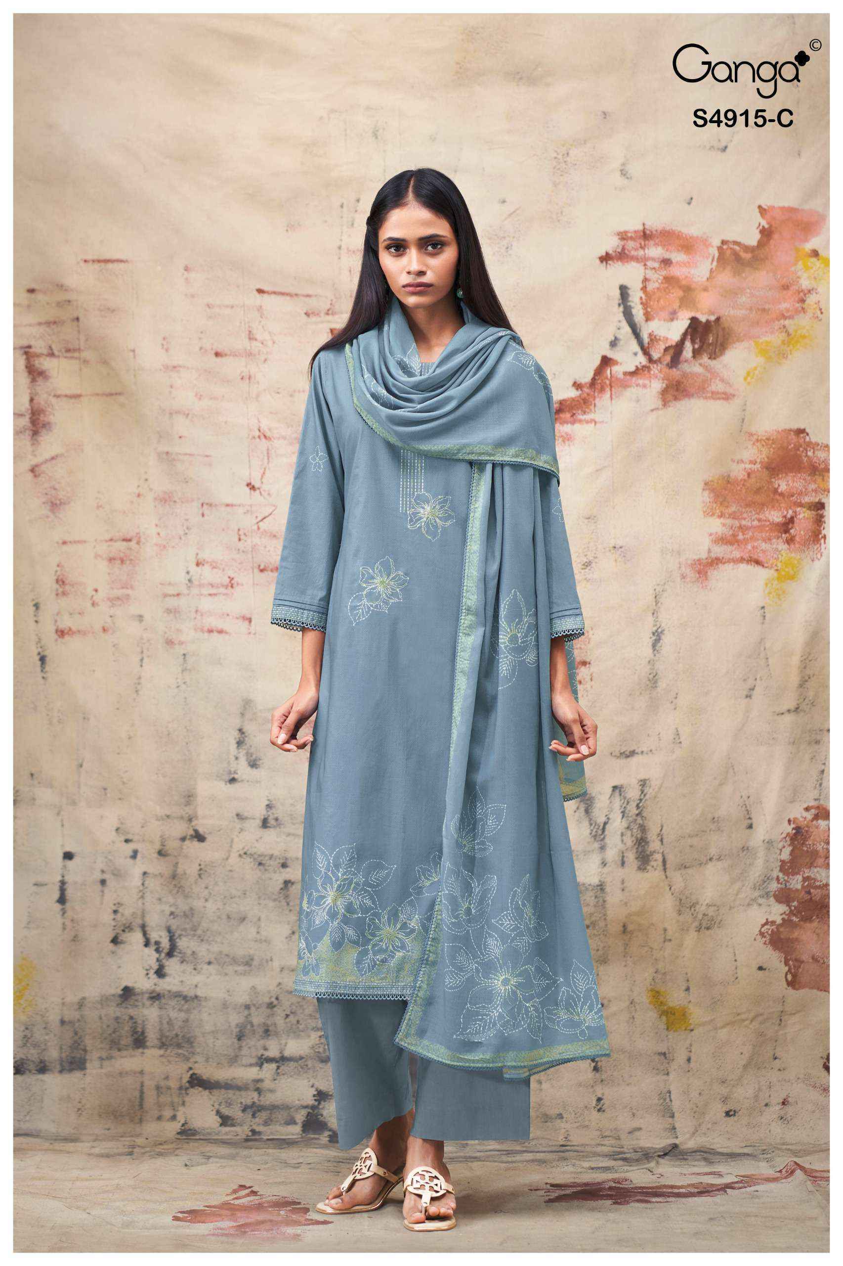 Ganga Fivanshi-4915 Cotton Dress Material (4 pcs Catalogue)