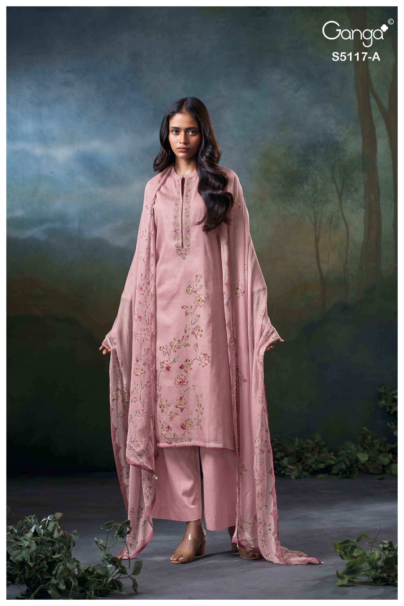 Ganga Jazel 5117 Satin Cotton Dress Material 4 pcs Catalogue