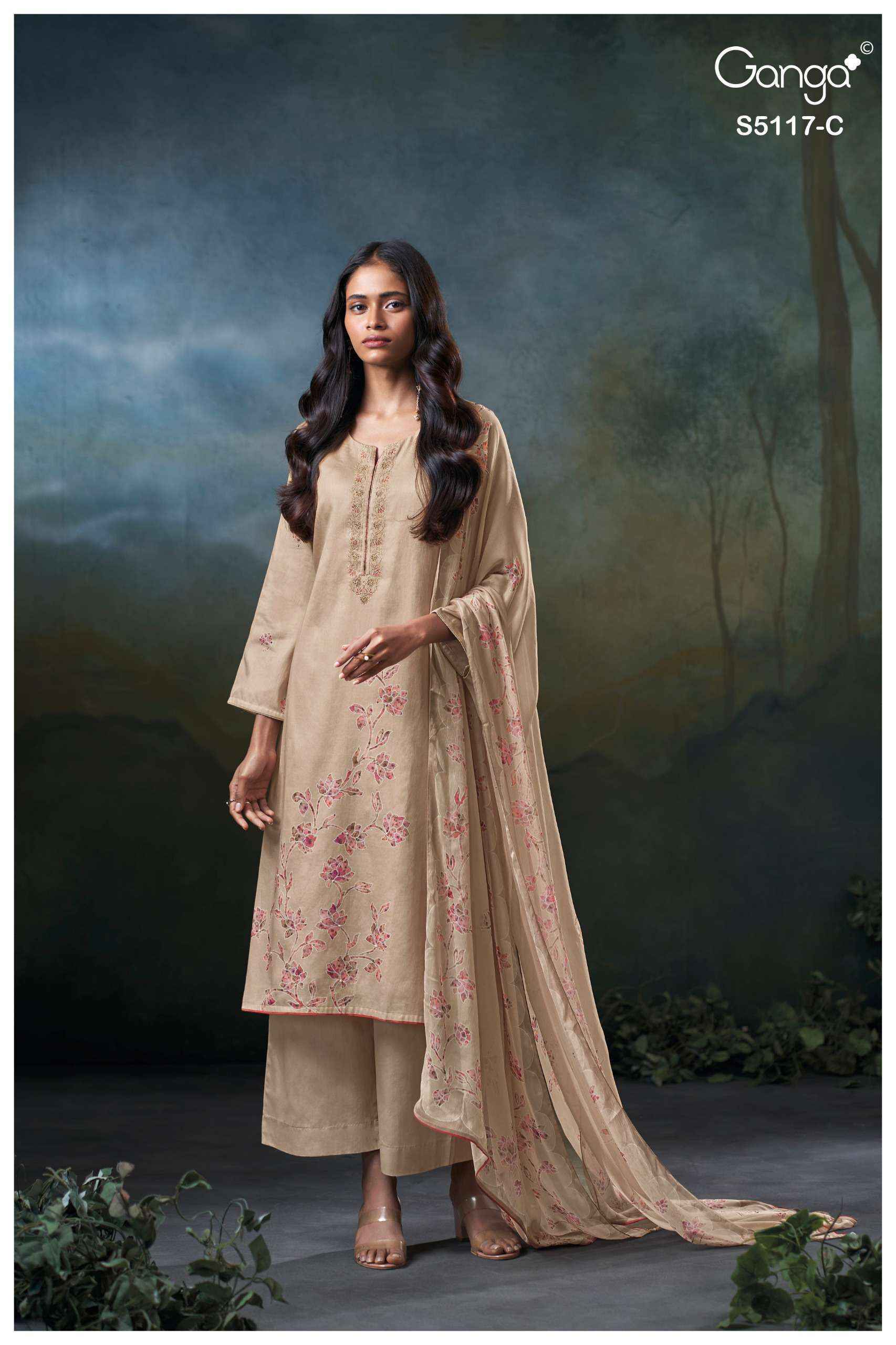 Ganga Jazel 5117 Satin Cotton Dress Material 4 pcs Catalogue