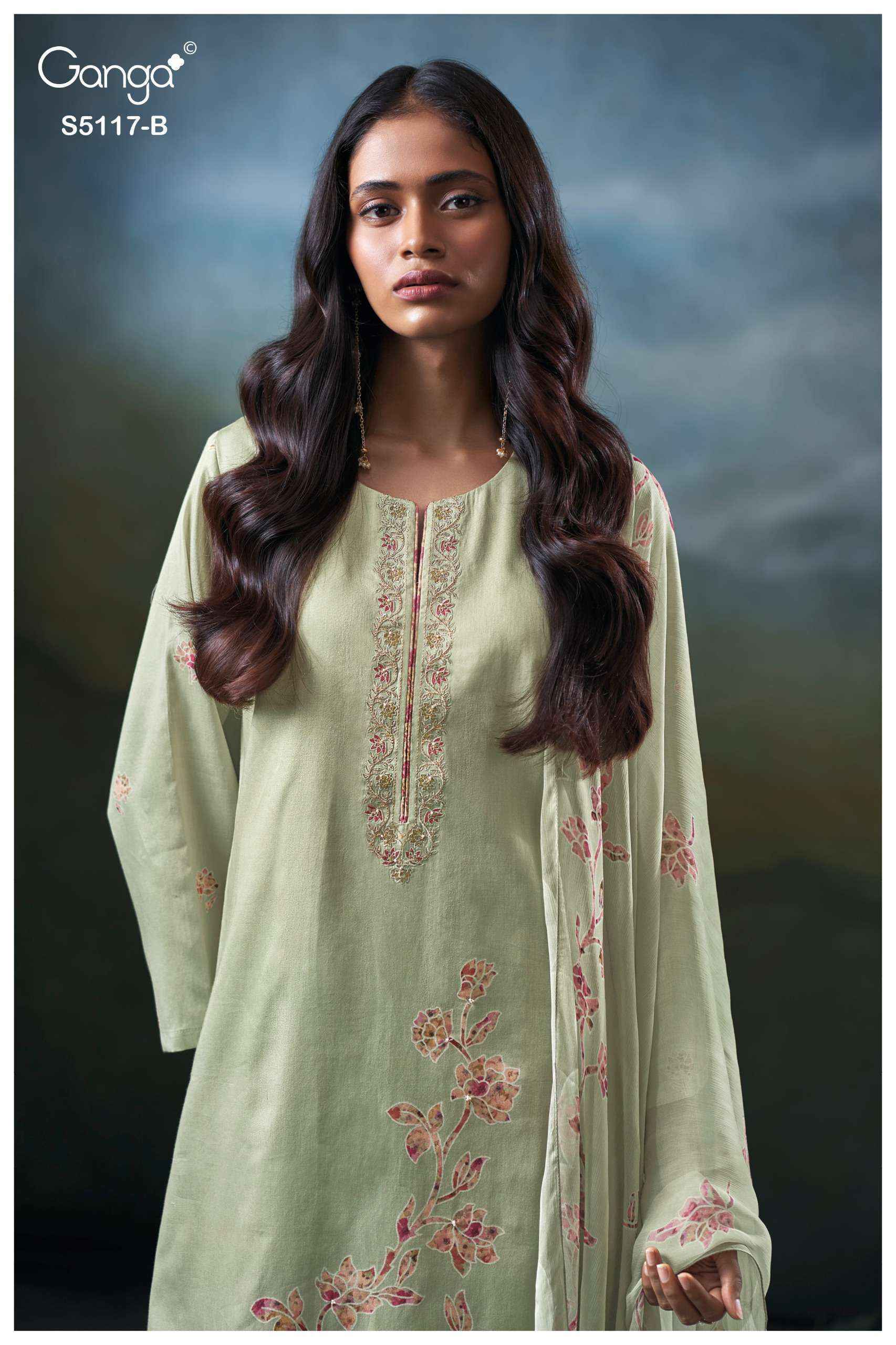 Ganga Jazel 5117 Satin Cotton Dress Material 4 pcs Catalogue