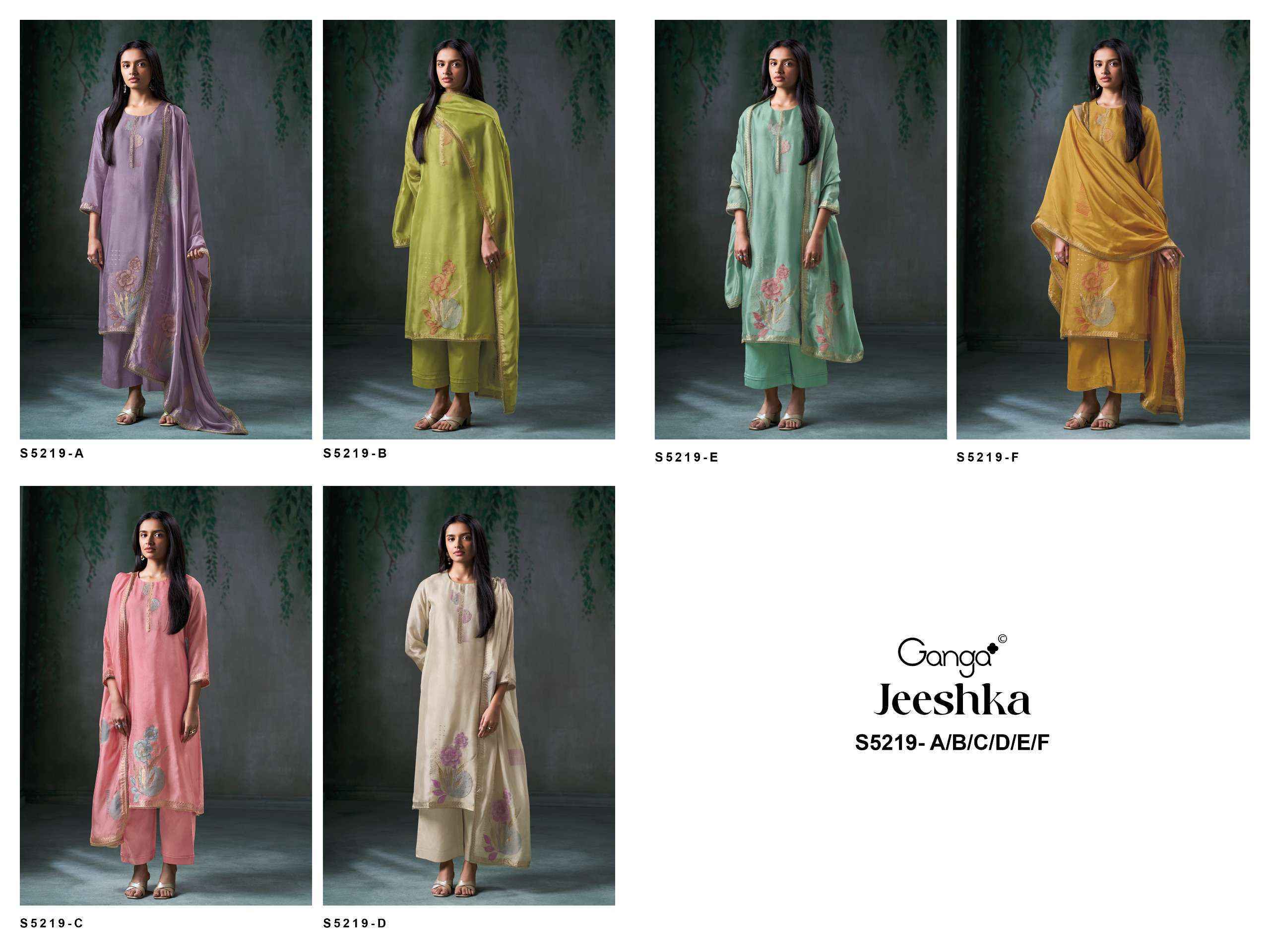 Ganga Jeeshka 5219 Viscose Jacqurad Dress Material 6 pcs Catalogue