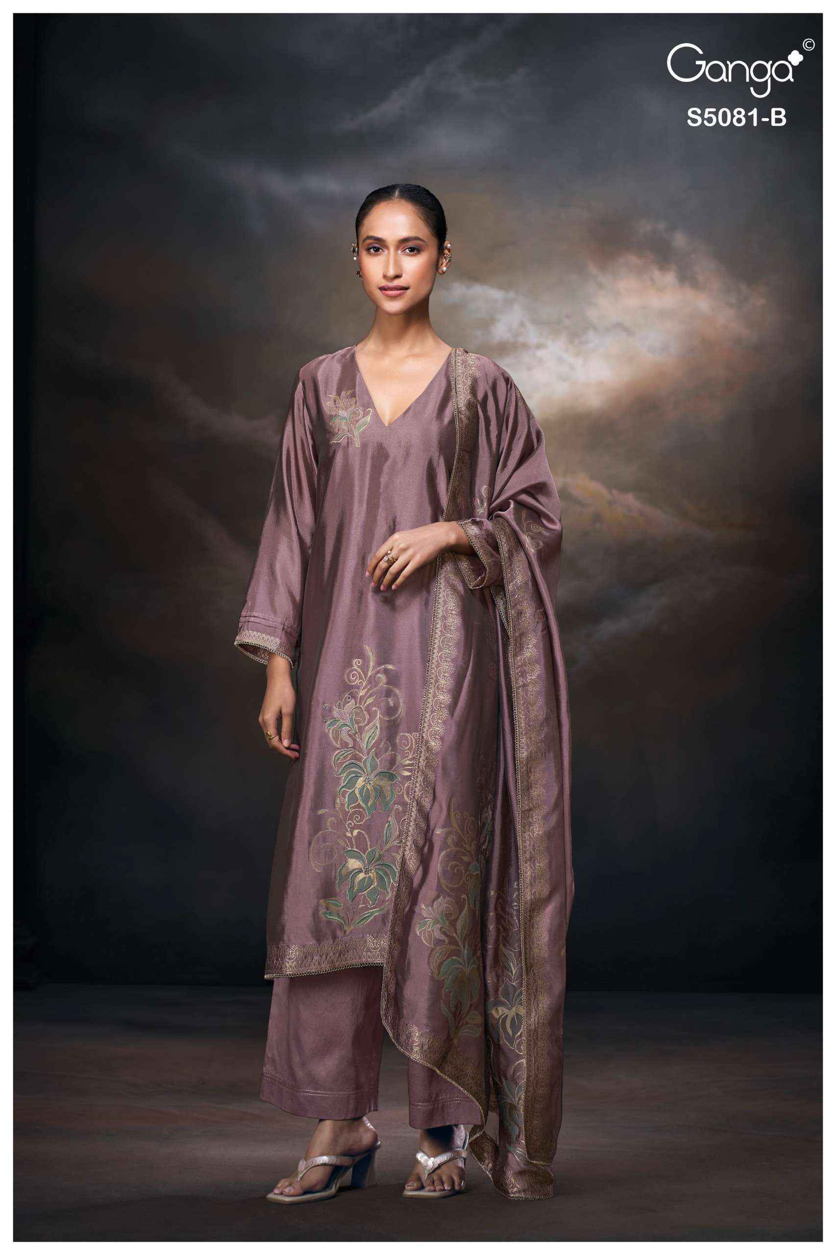 Ganga Mansie 5081 Silk Jacquard Dress Material 6 pcs Catalogue