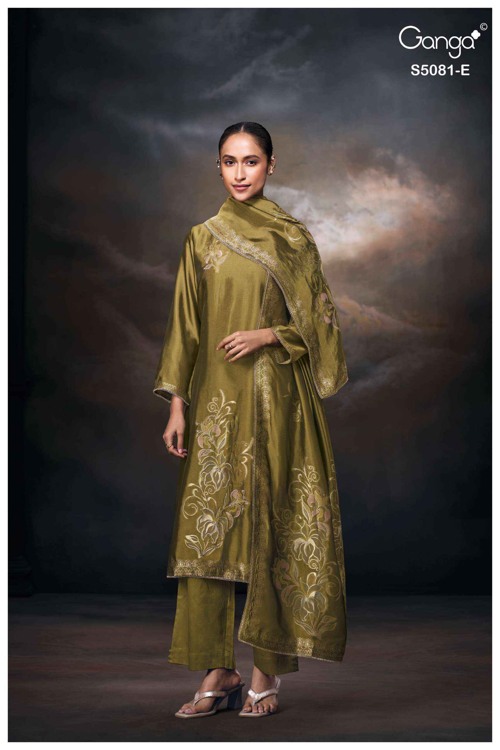 Ganga Mansie 5081 Silk Jacquard Dress Material 6 pcs Catalogue