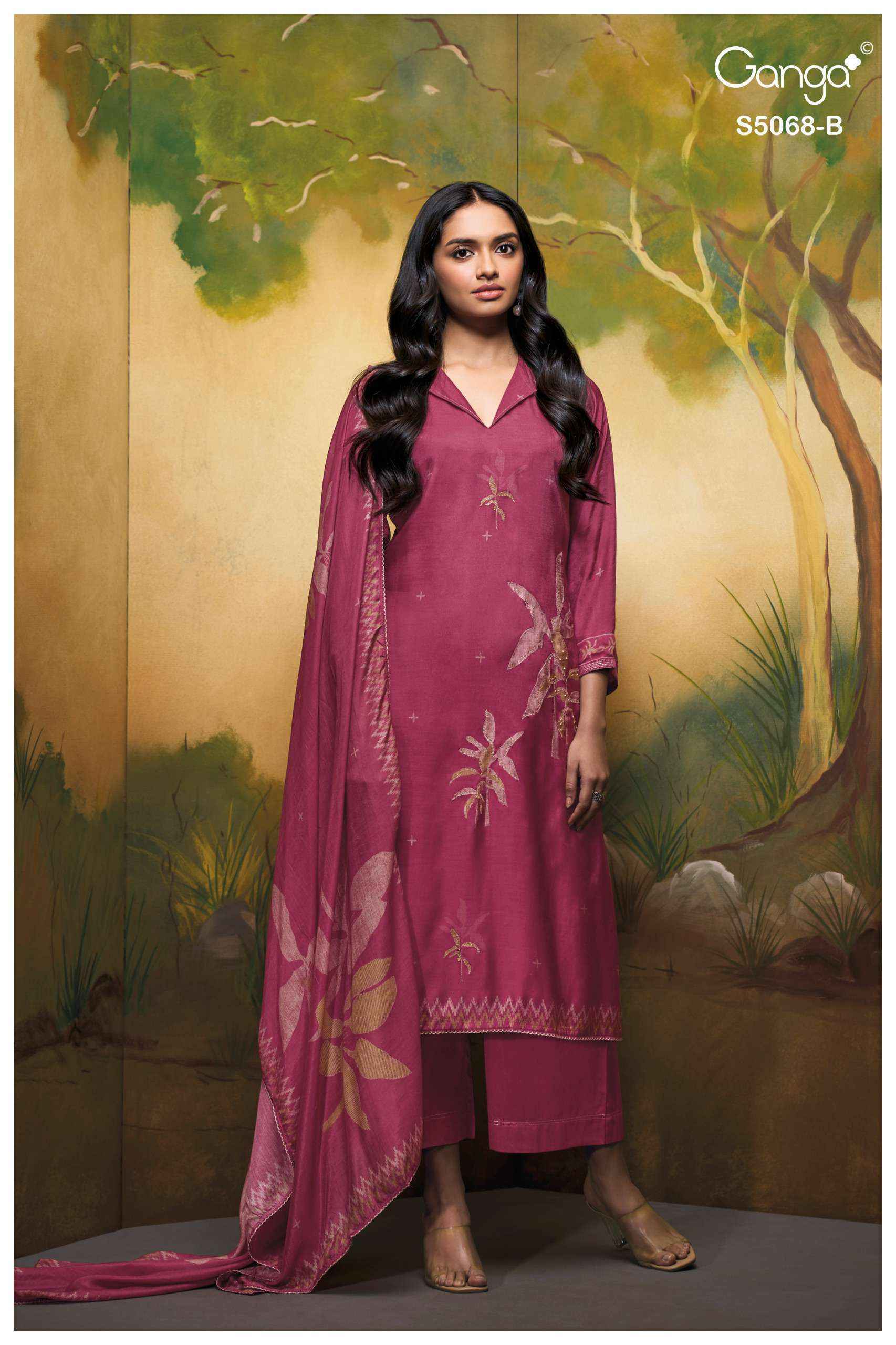 Ganga Nylah 5068 Silk Dress Material 4 pcs Catalogue