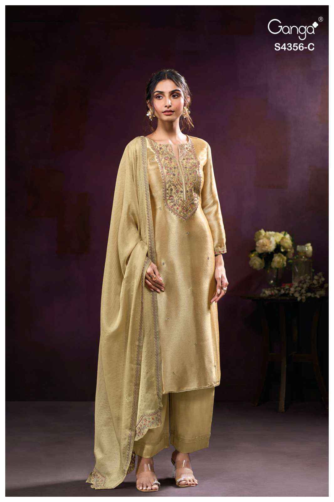 Ganga Tveya-4356 Cotton Dress Material (4 pcs Catalogue)