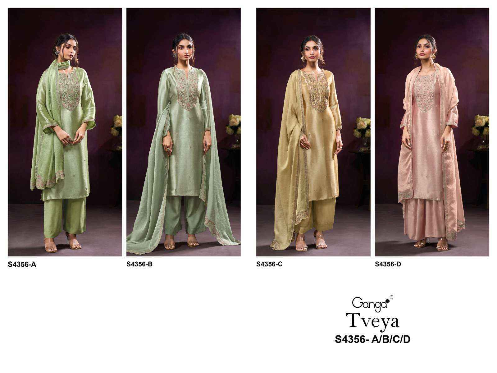Ganga Tveya-4356 Cotton Dress Material (4 pcs Catalogue)