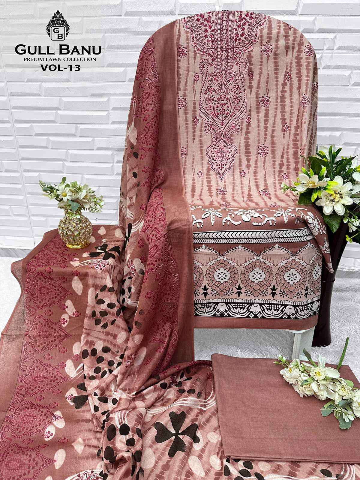 Gull Aahmed Gull Banu Vol-13 Cambric Cotton Dress Material (6 pcs Catalogue)