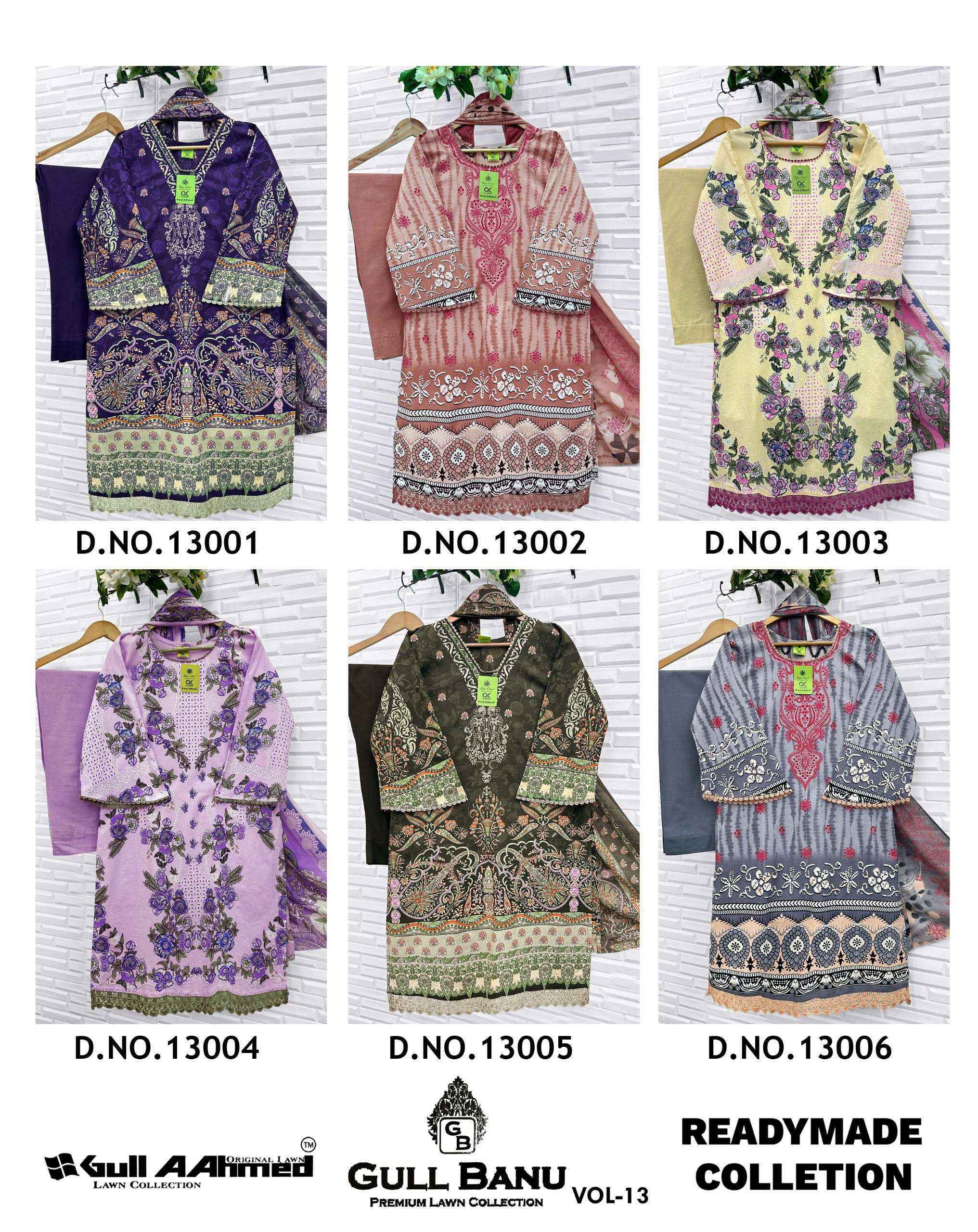 Gull Aahmed Gull Banu Vol 13 Readymade Cotton Dress 6 pcs Catalogue