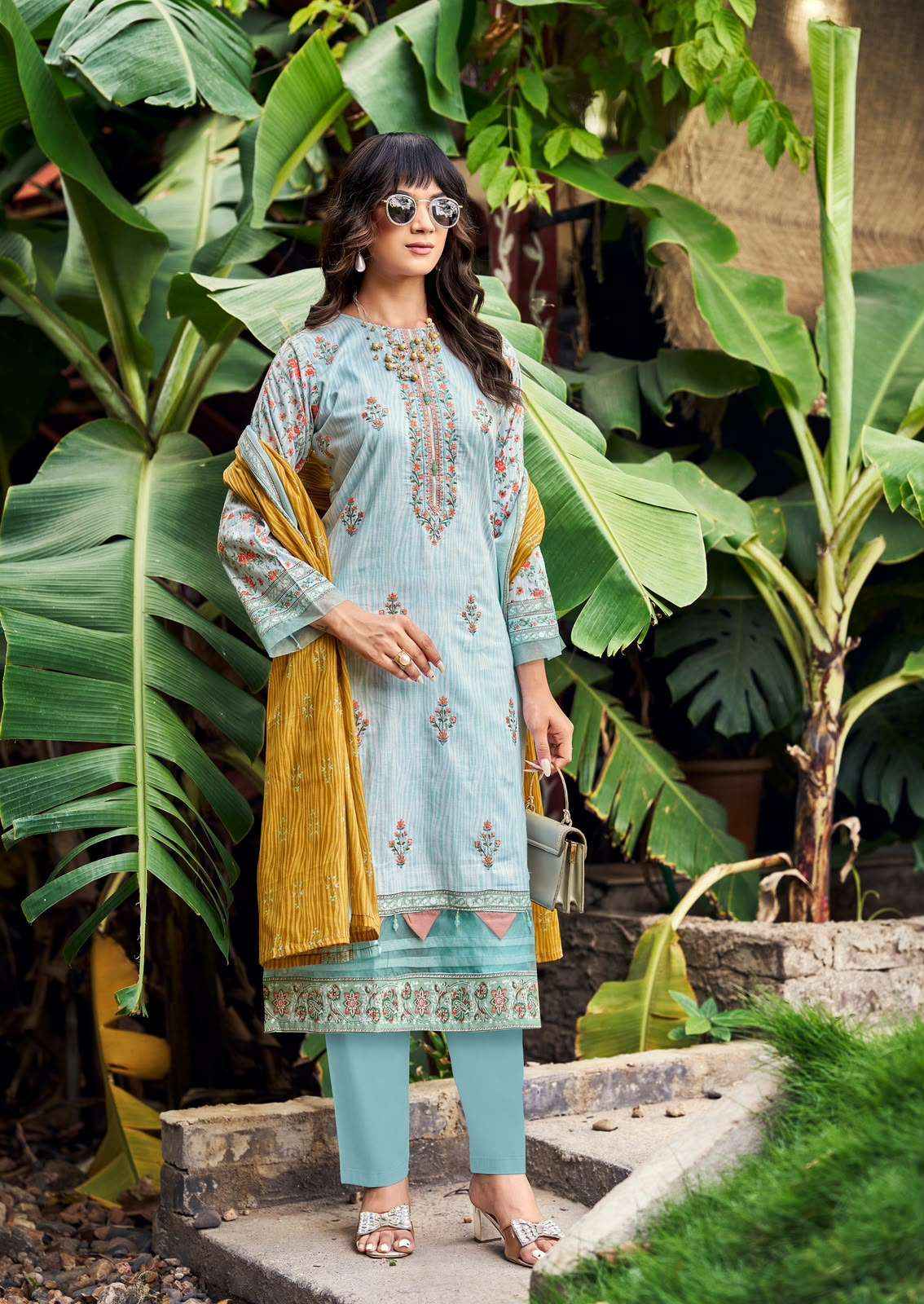 Ishaal Embroidered Vol 21 Lawn Cotton Dress Material 10 pcs Catalogue