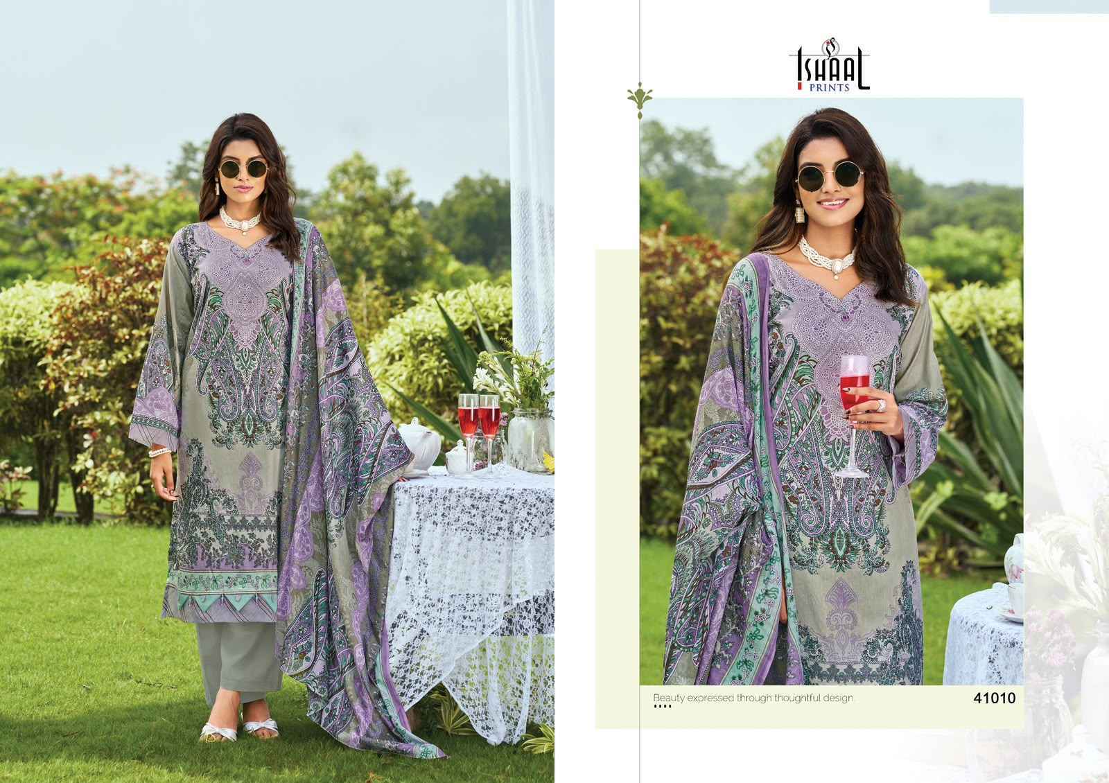 Ishaal Prints Gulmohar Vol 41 Lawn Cotton Dress Material 10 Pc Catalouge