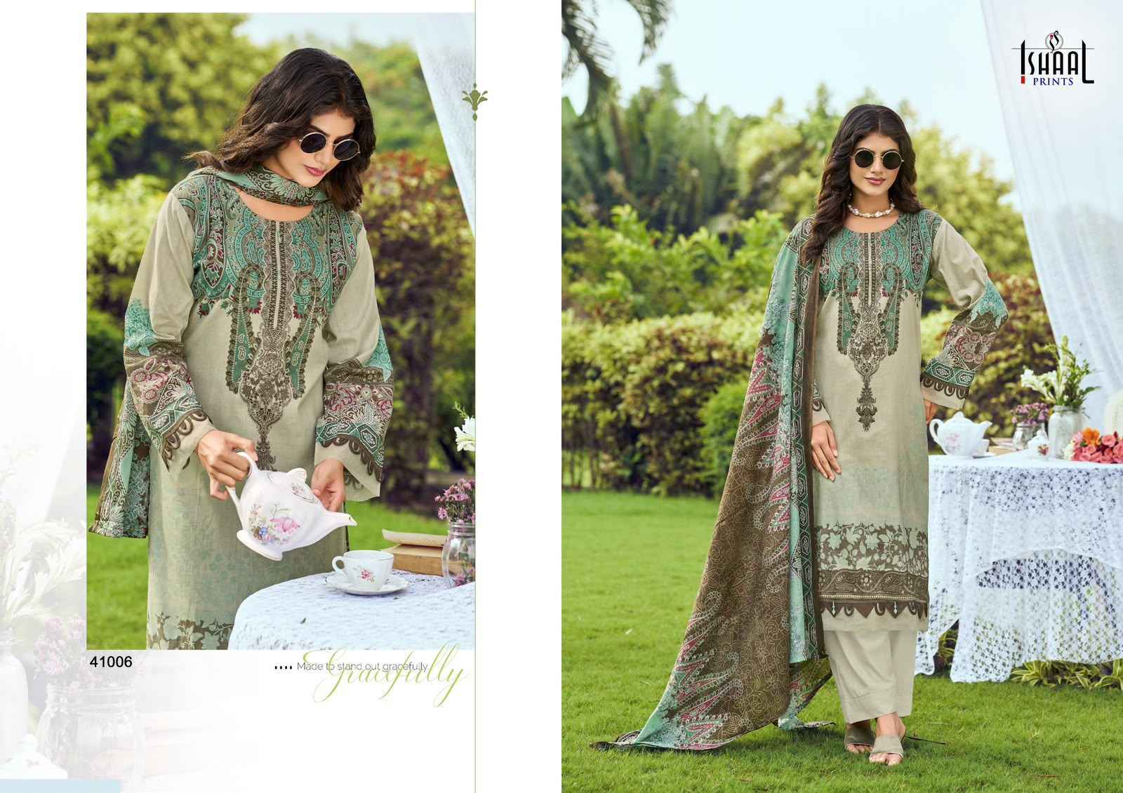 Ishaal Prints Gulmohar Vol 41 Lawn Cotton Dress Material 10 Pc Catalouge