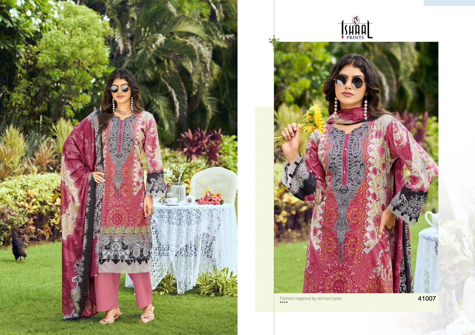 Ishaal Prints Gulmohar Vol 41 Lawn Cotton Dress Material 10 Pc Catalouge