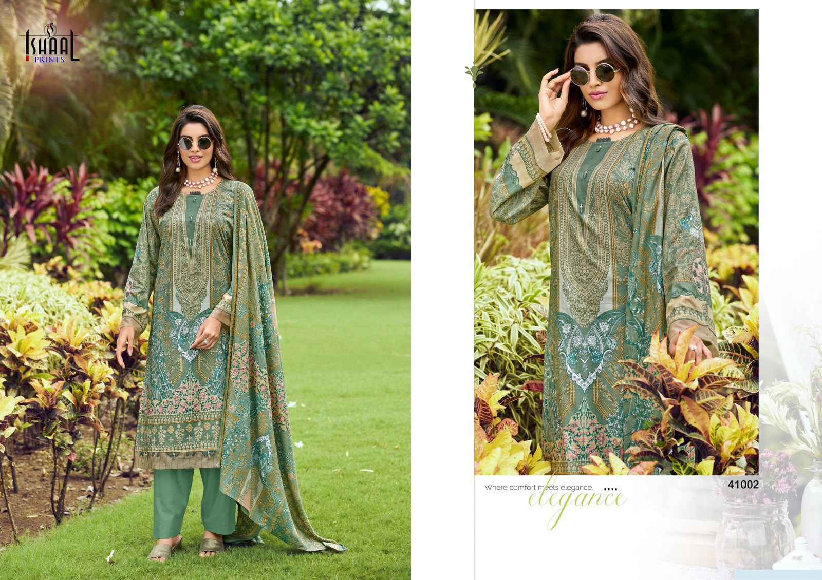 Ishaal Prints Gulmohar Vol 41 Lawn Cotton Dress Material 10 Pc Catalouge