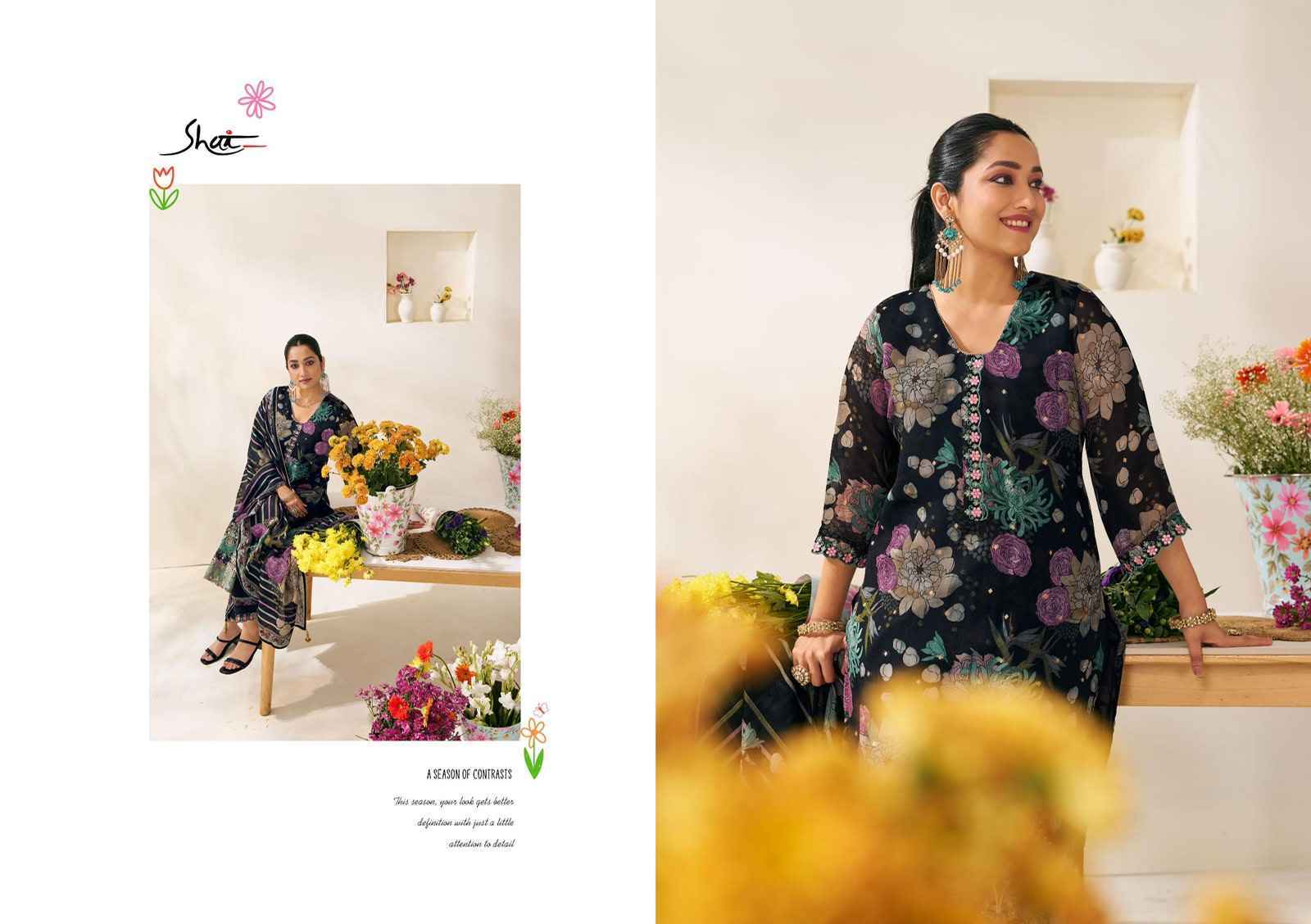 Jay Vijay Phoolsaaz Organza Dress Material (6 pcs Catalogue)