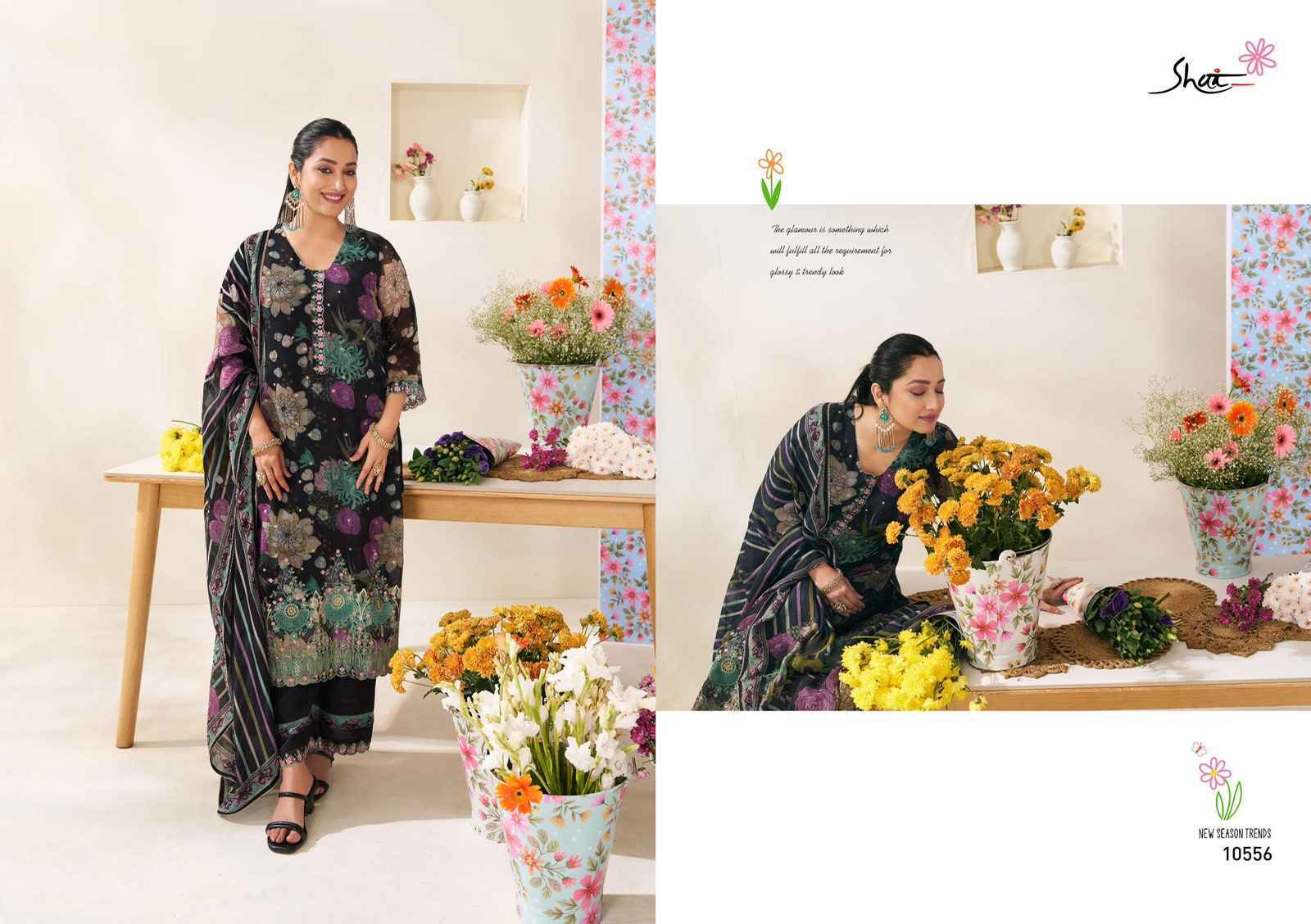 Jay Vijay Phoolsaaz Organza Dress Material (6 pcs Catalogue)