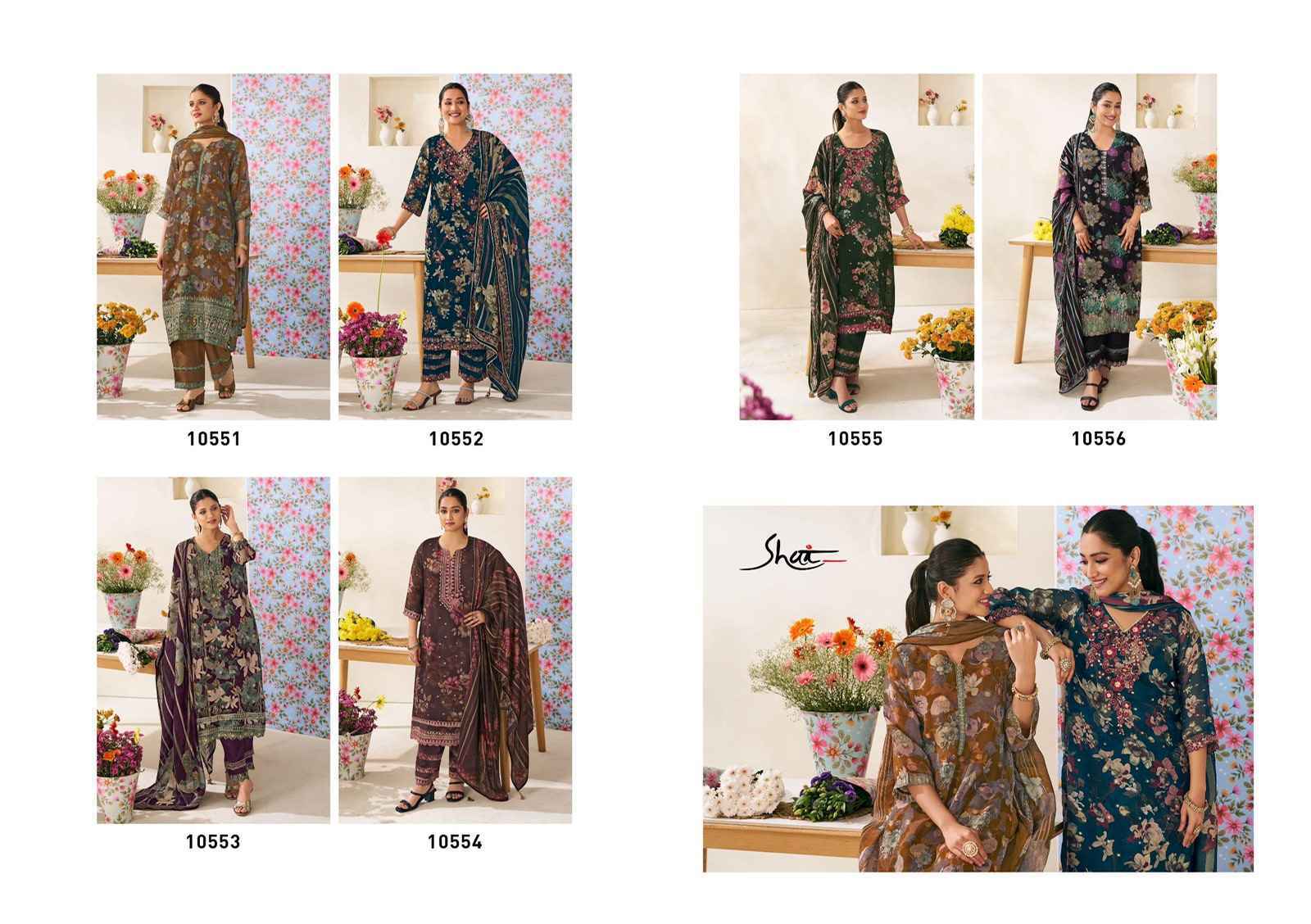 Jay Vijay Phoolsaaz Organza Dress Material (6 pcs Catalogue)