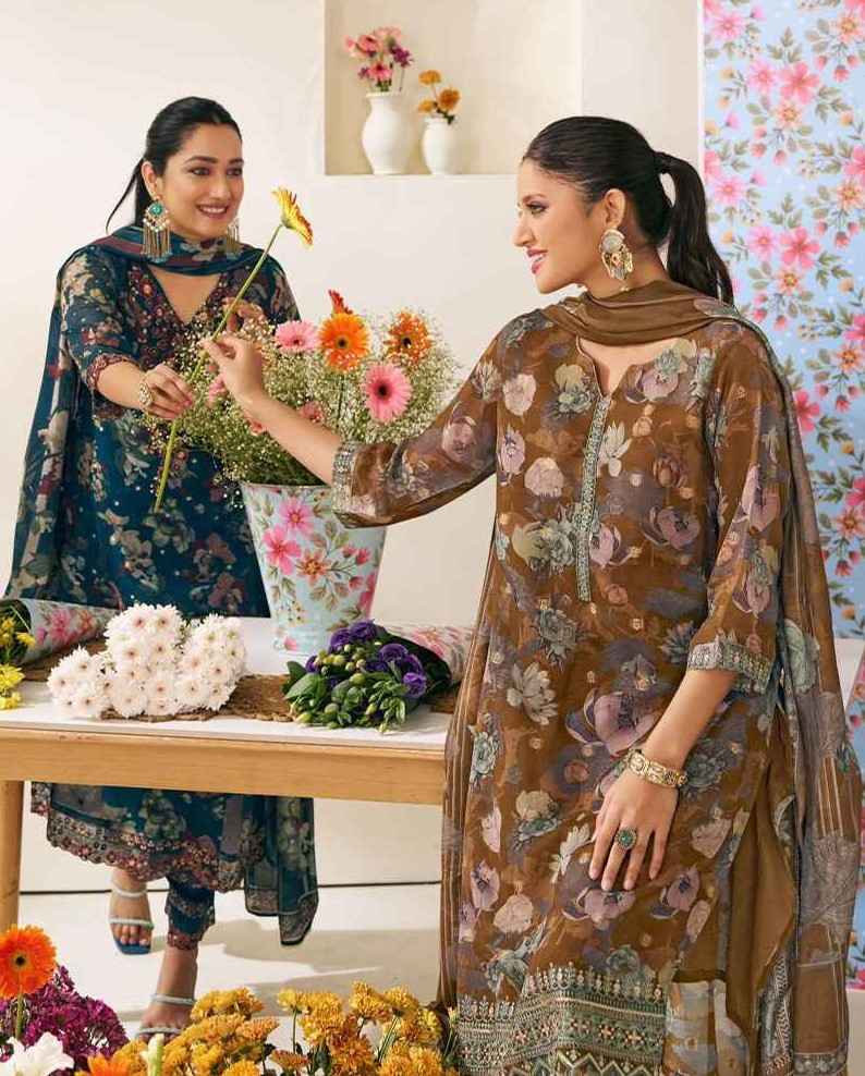Jay Vijay Phoolsaaz Organza Dress Material (6 pcs Catalogue)