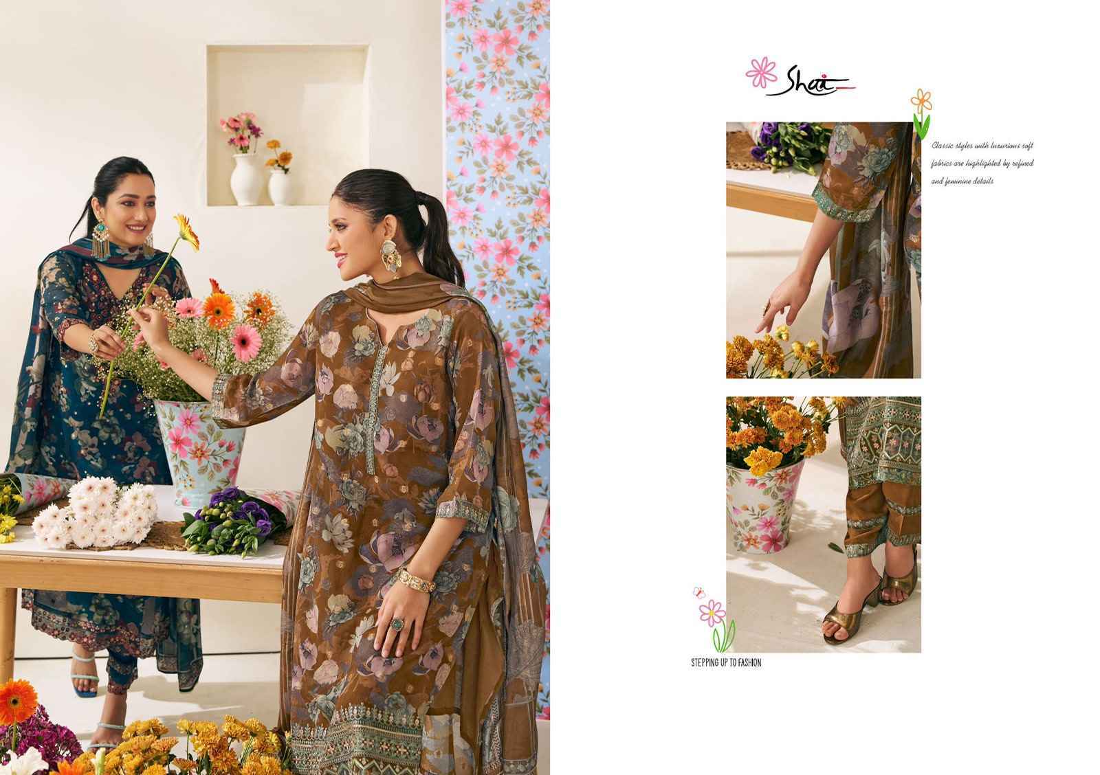 Jay Vijay Phoolsaaz Organza Dress Material (6 pcs Catalogue)