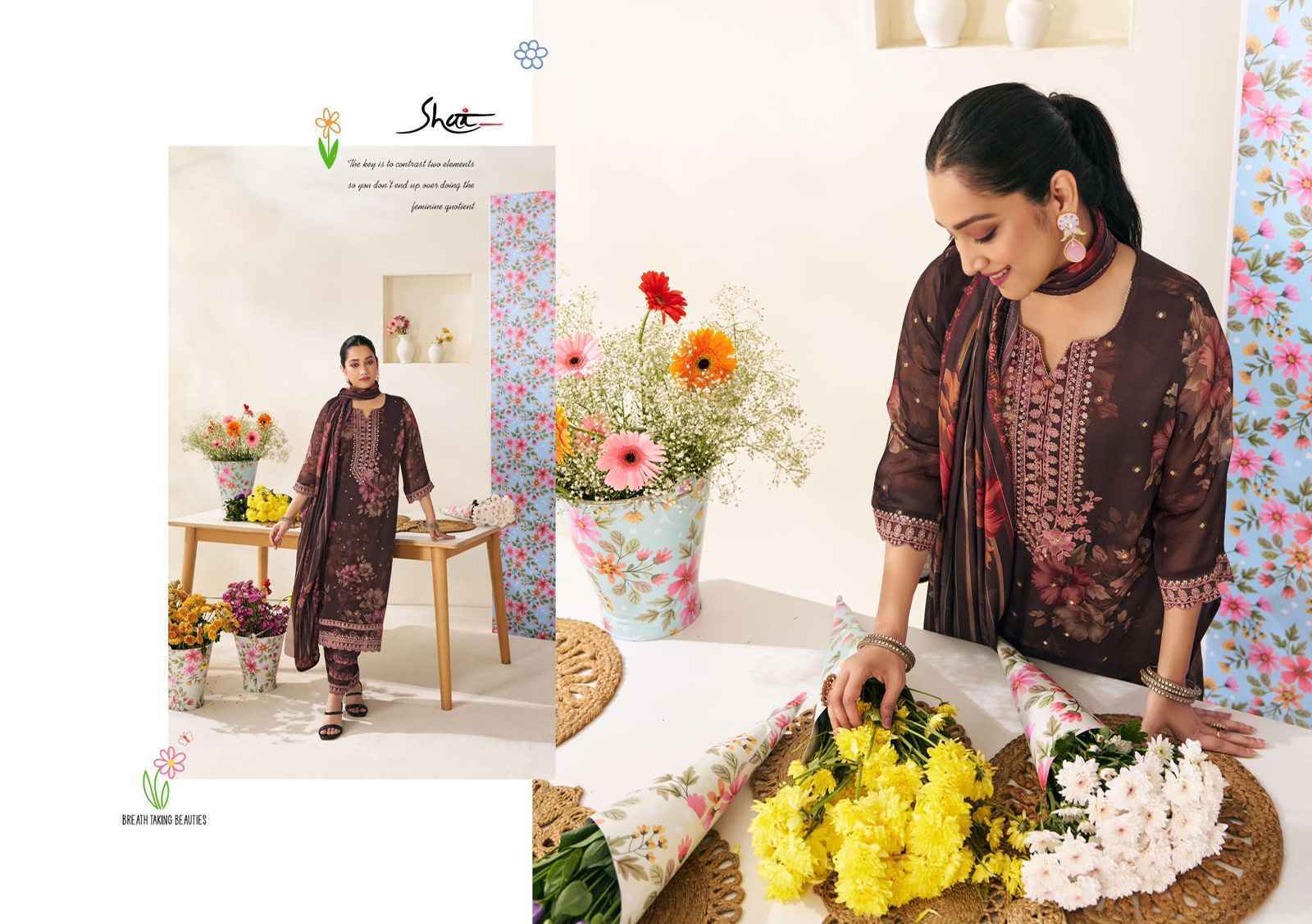 Jay Vijay Phoolsaaz Organza Dress Material (6 pcs Catalogue)