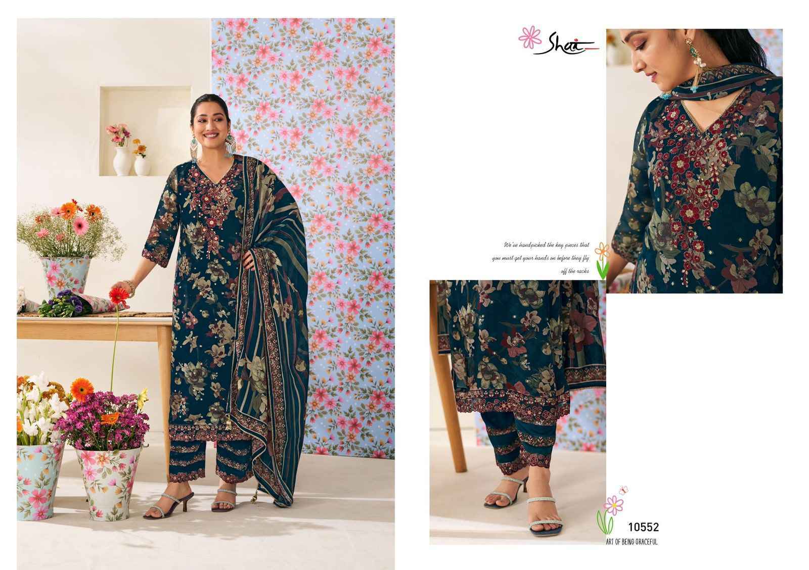 Jay Vijay Phoolsaaz Organza Dress Material (6 pcs Catalogue)