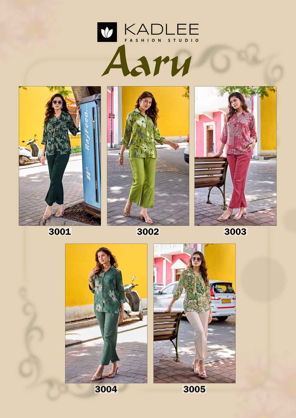 Kadlee Aaru Rayon Top With Bottom 5 pcs Catalogue