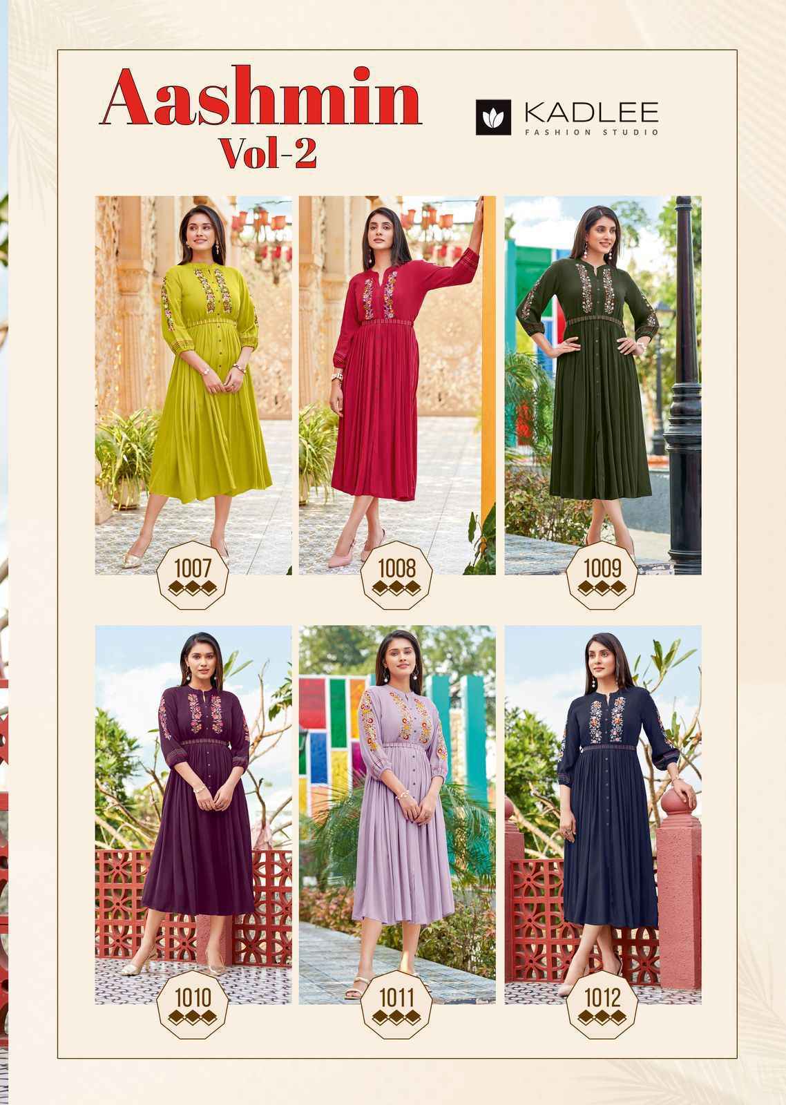 Kadlee Ashmin Vol-2 Wrinkle Rayon Long Kurti (6 pcs Catalogue)